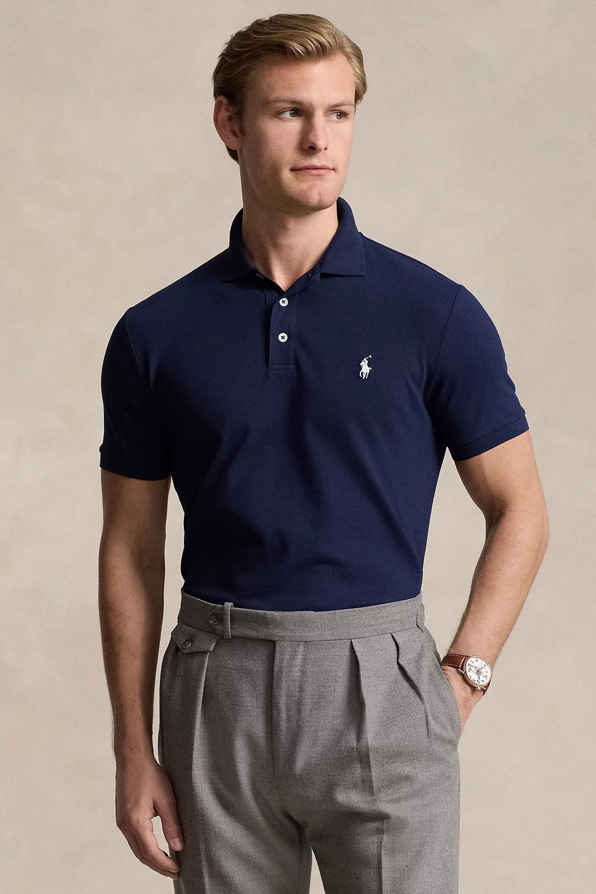 Polo Ralph Lauren Custom Slim Fit Stretch Mesh Polo Yaka T-shirt
