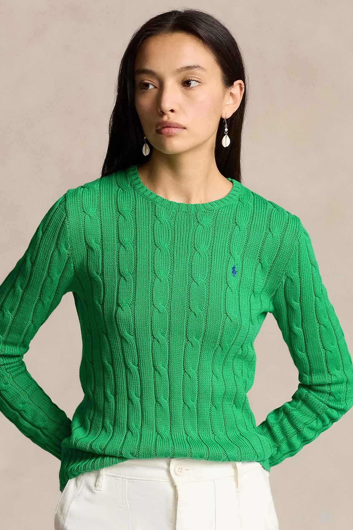 Polo Ralph Lauren Pima Cotton Slim Fit Yuvarlak Yaka Saç Örgü Triko