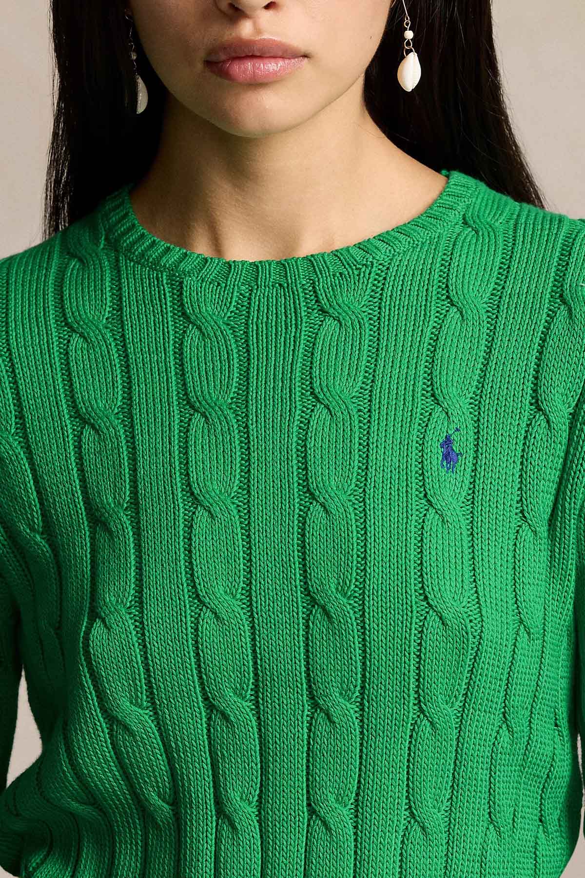 Polo Ralph Lauren Pima Cotton Slim Fit Yuvarlak Yaka Saç Örgü Triko