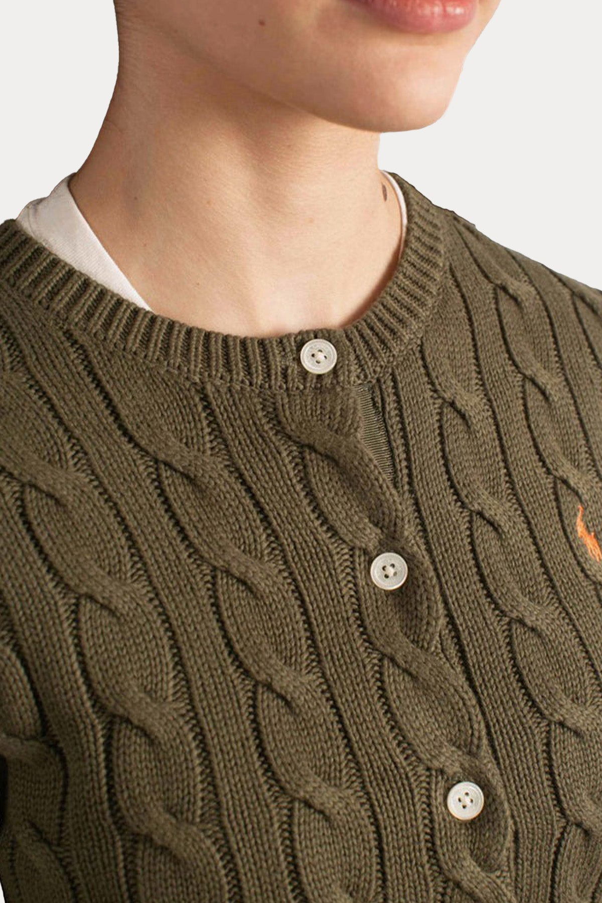 Polo Ralph Lauren Yuvarlak Yaka Saç Örgü Triko Ceket-Ceket-Libas