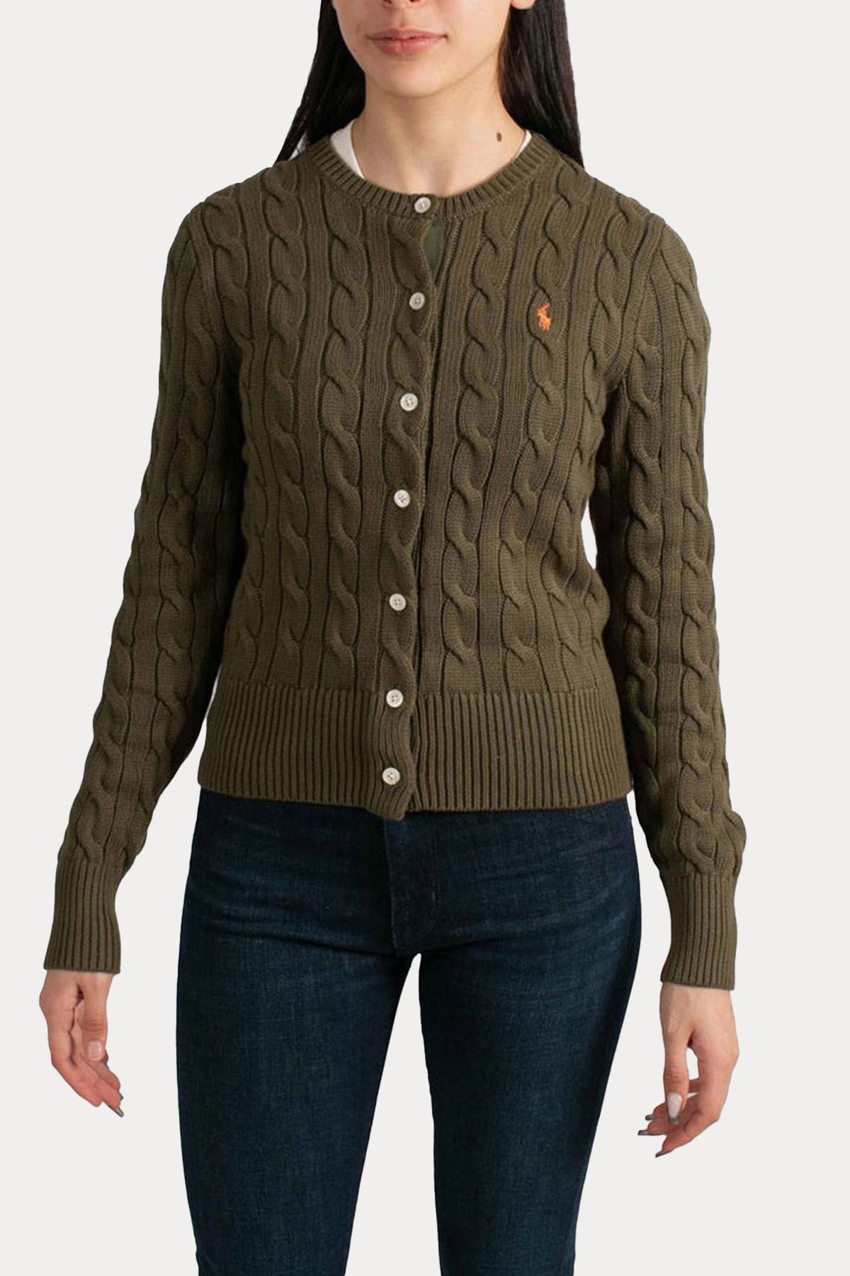 Polo Ralph Lauren Yuvarlak Yaka Saç Örgü Triko Ceket