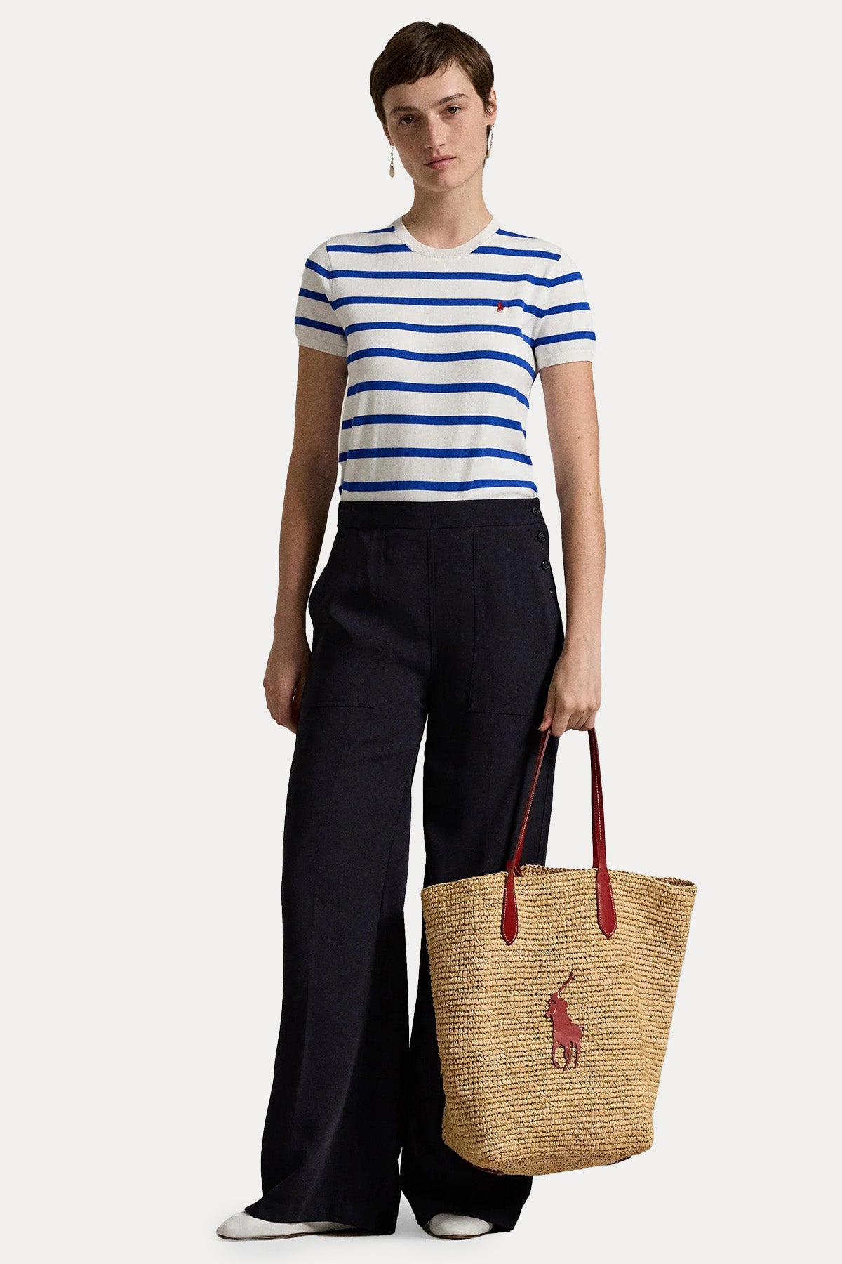 Polo Ralph Lauren Yuvarlak Yaka Çizgili İnce Örgü Triko