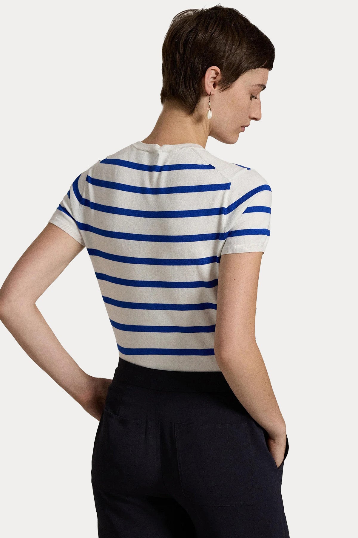 Polo Ralph Lauren Yuvarlak Yaka Çizgili İnce Örgü Triko