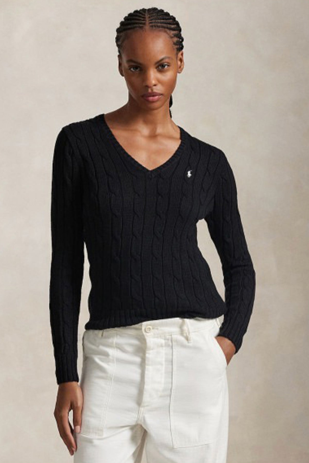 Polo Ralph Lauren Pima Cotton Slim Fit V Yaka Saç Örgü Triko