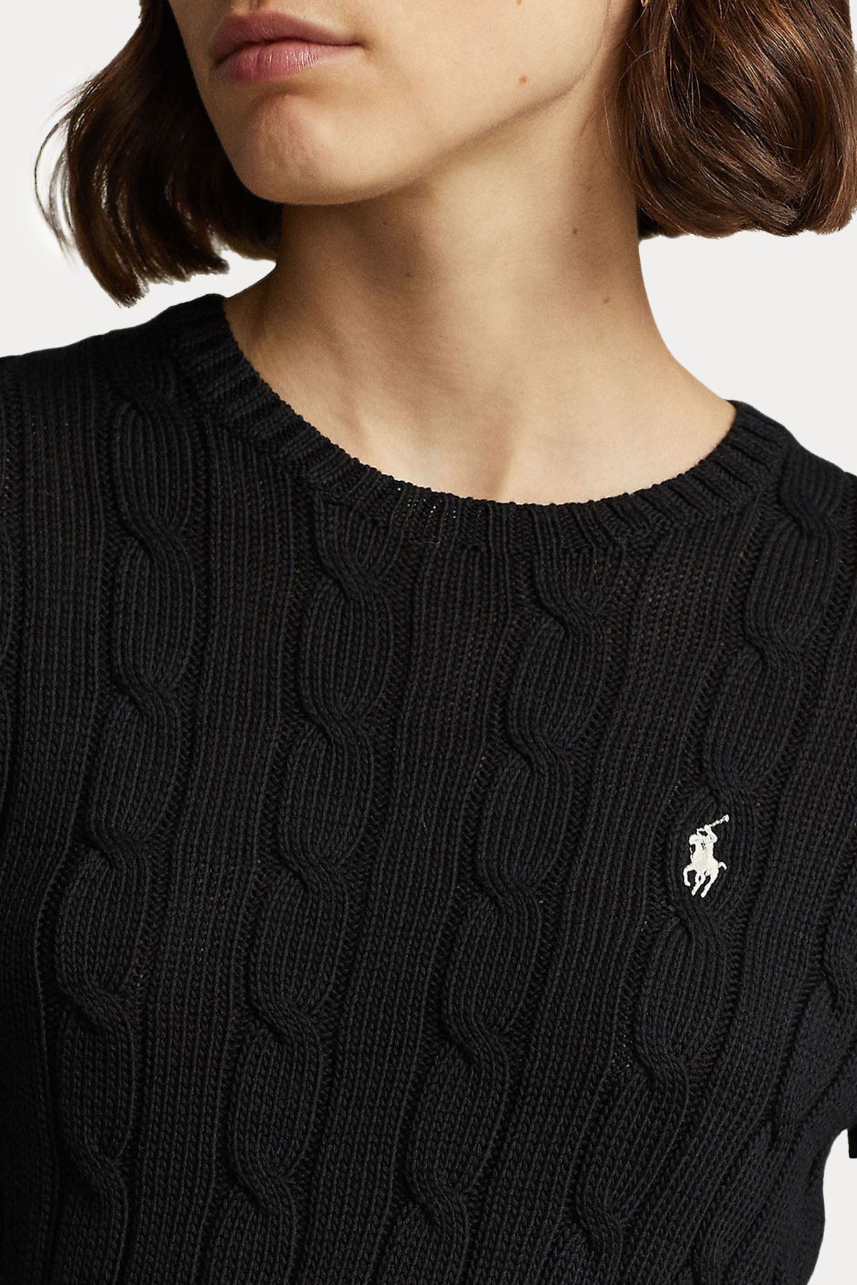 Polo Ralph Lauren Pima Cotton Slim Fit Yuvarlak Yaka Saç Örgü Triko