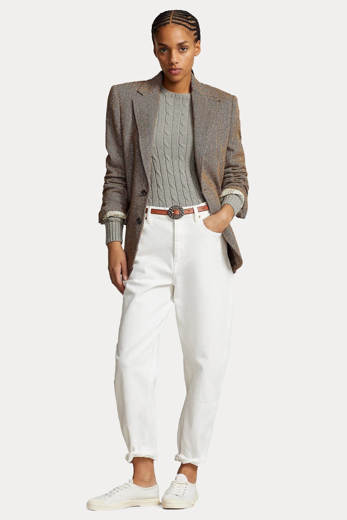 Polo Ralph Lauren Slim Fit Pima Cotton Yuvarlak Yaka Saç Örgü Triko