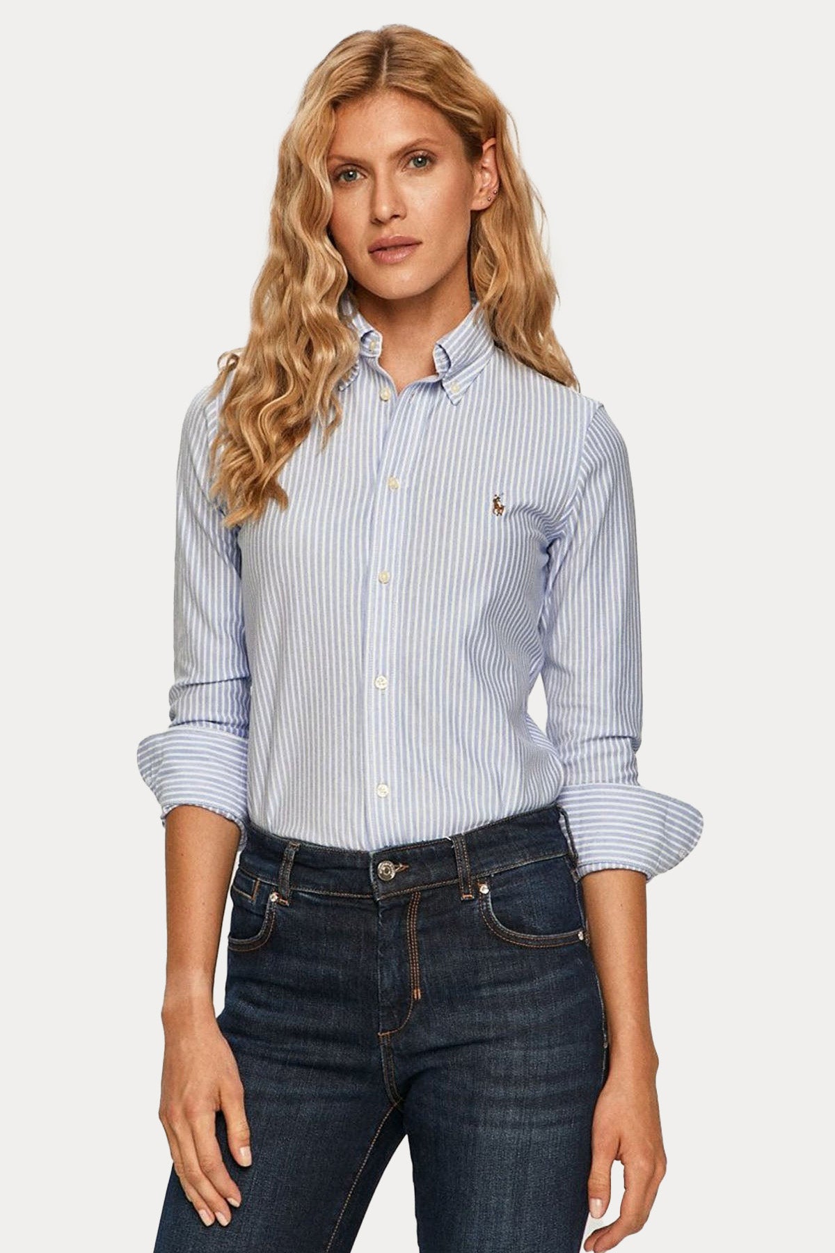 Polo Ralph Lauren Custom Fit Çizgili Knit Oxford Gömlek