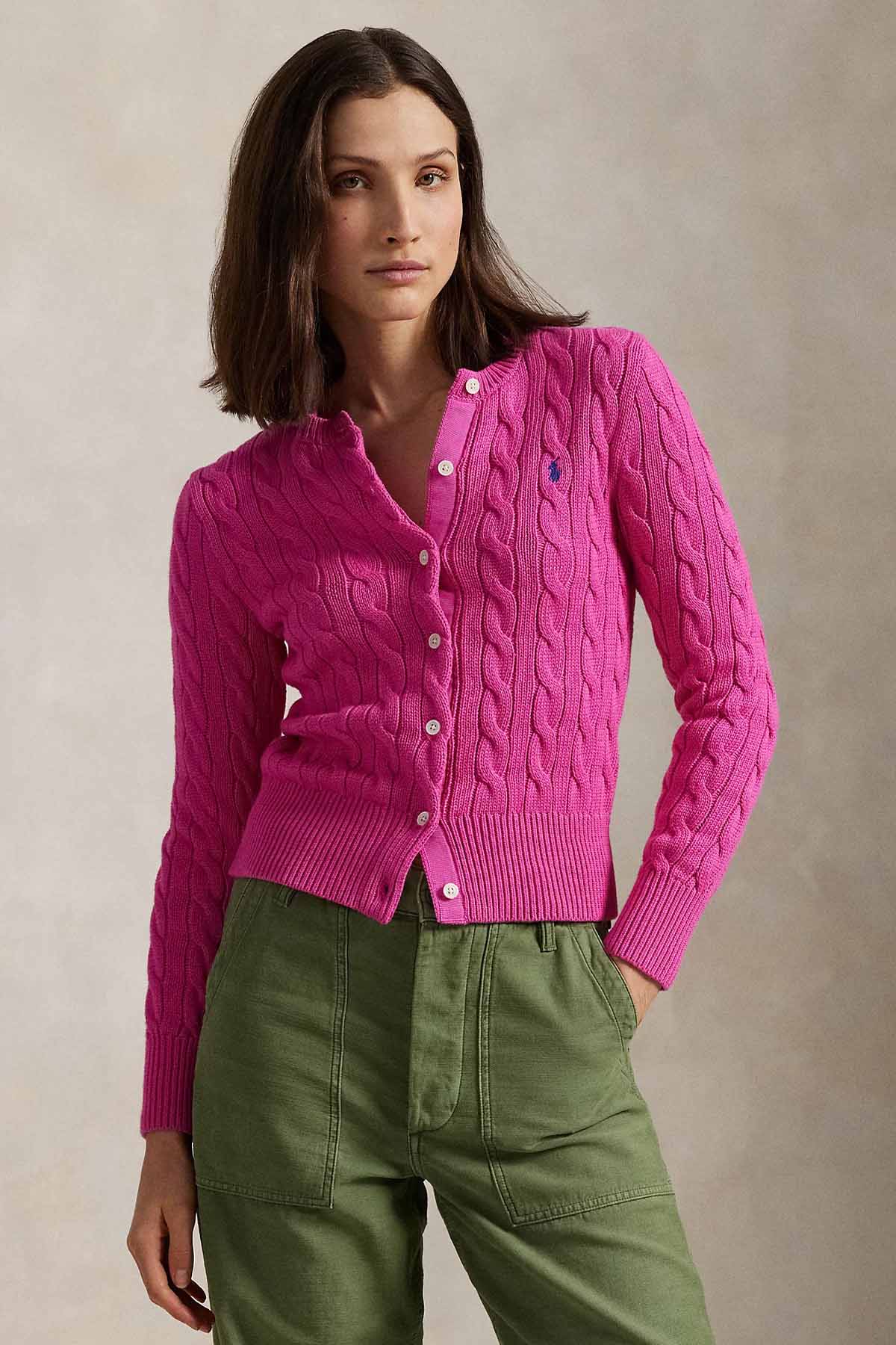 Polo Ralph Lauren Yuvarlak Yaka Saç Örgü Triko Ceket