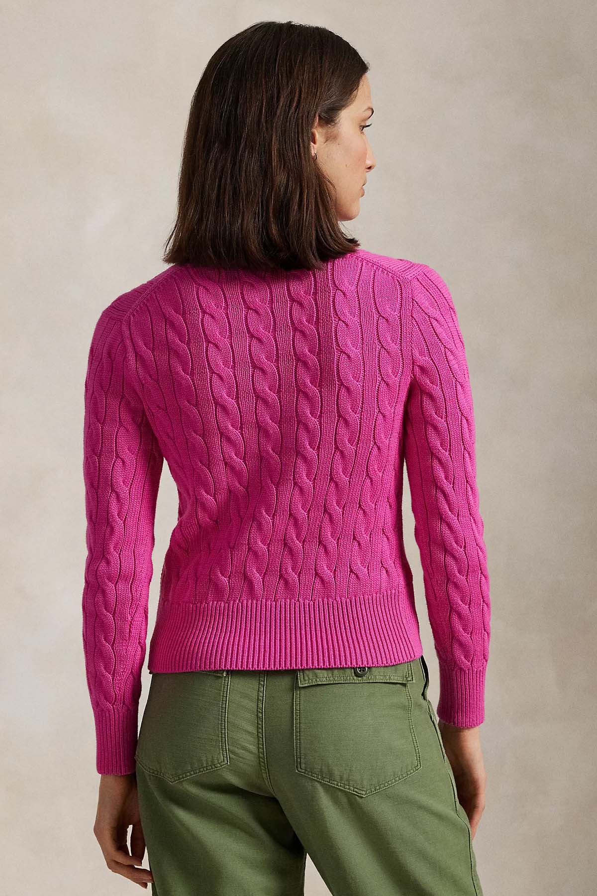 Polo Ralph Lauren Yuvarlak Yaka Saç Örgü Triko Ceket