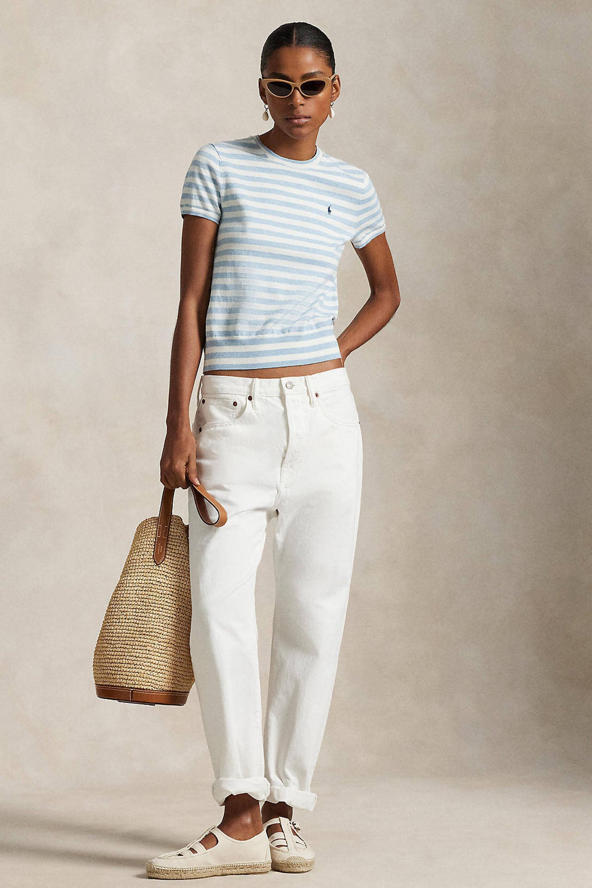 Polo Ralph Lauren Relaxed Fit Çizgili İnce Örgü Triko-Triko-Libas