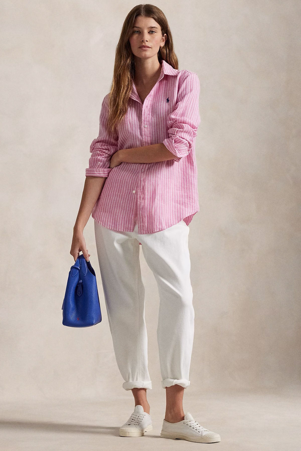 Polo Ralph Lauren Classic Fit Çizgili Keten Gömlek