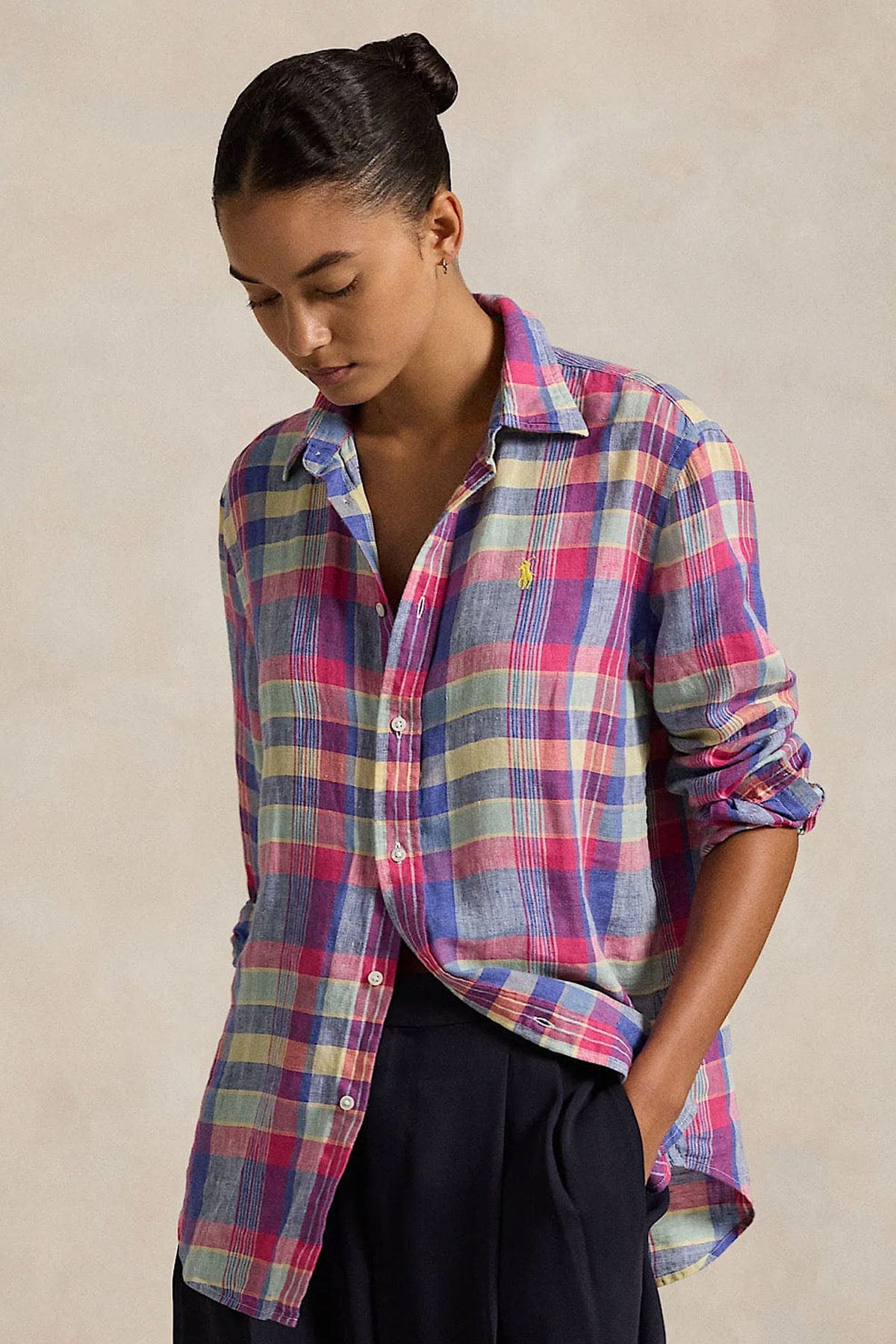 Polo Ralph Lauren Classic Fit Ekoseli Keten Gömlek