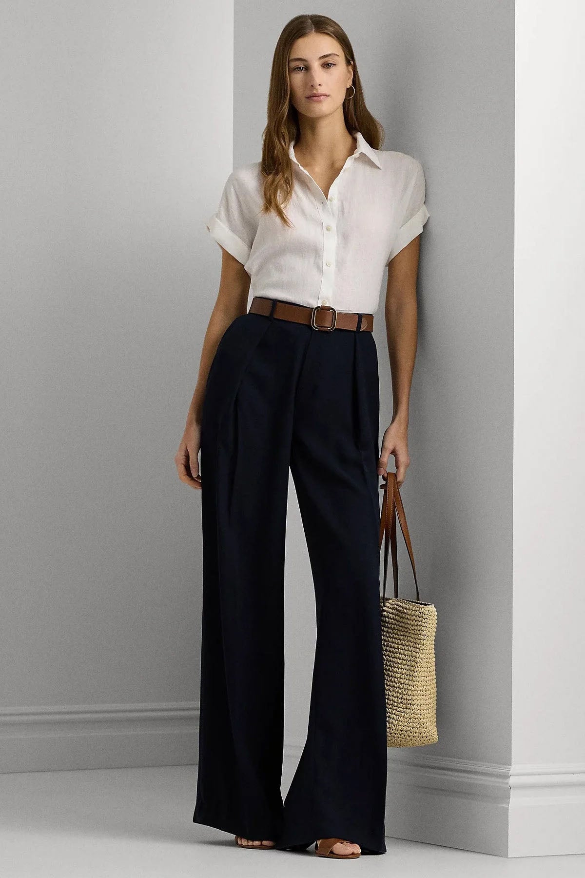 Polo Ralph Lauren Relaxed Fit Klasik Yaka Keten Gömlek-Gömlek-Libas
