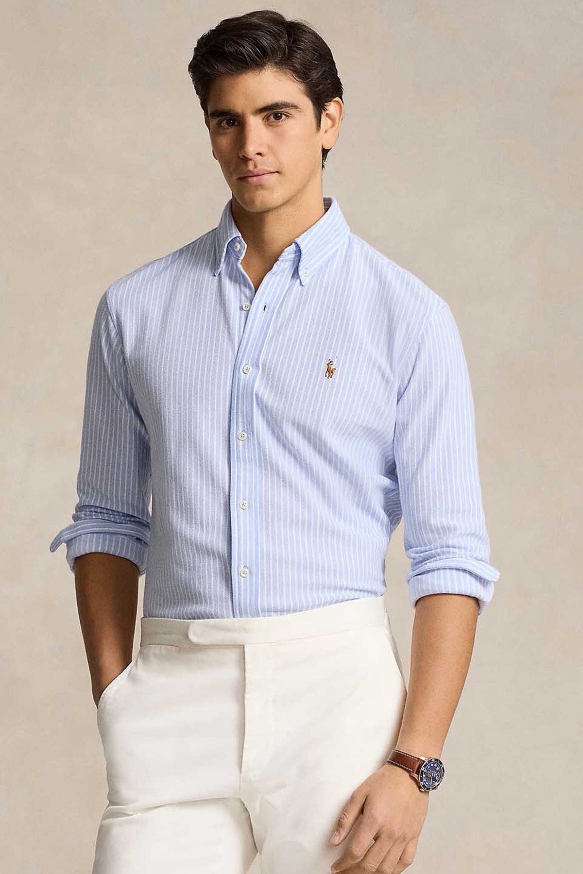 Polo Ralph Lauren Custom Fit Çizgili Knit Oxford Gömlek