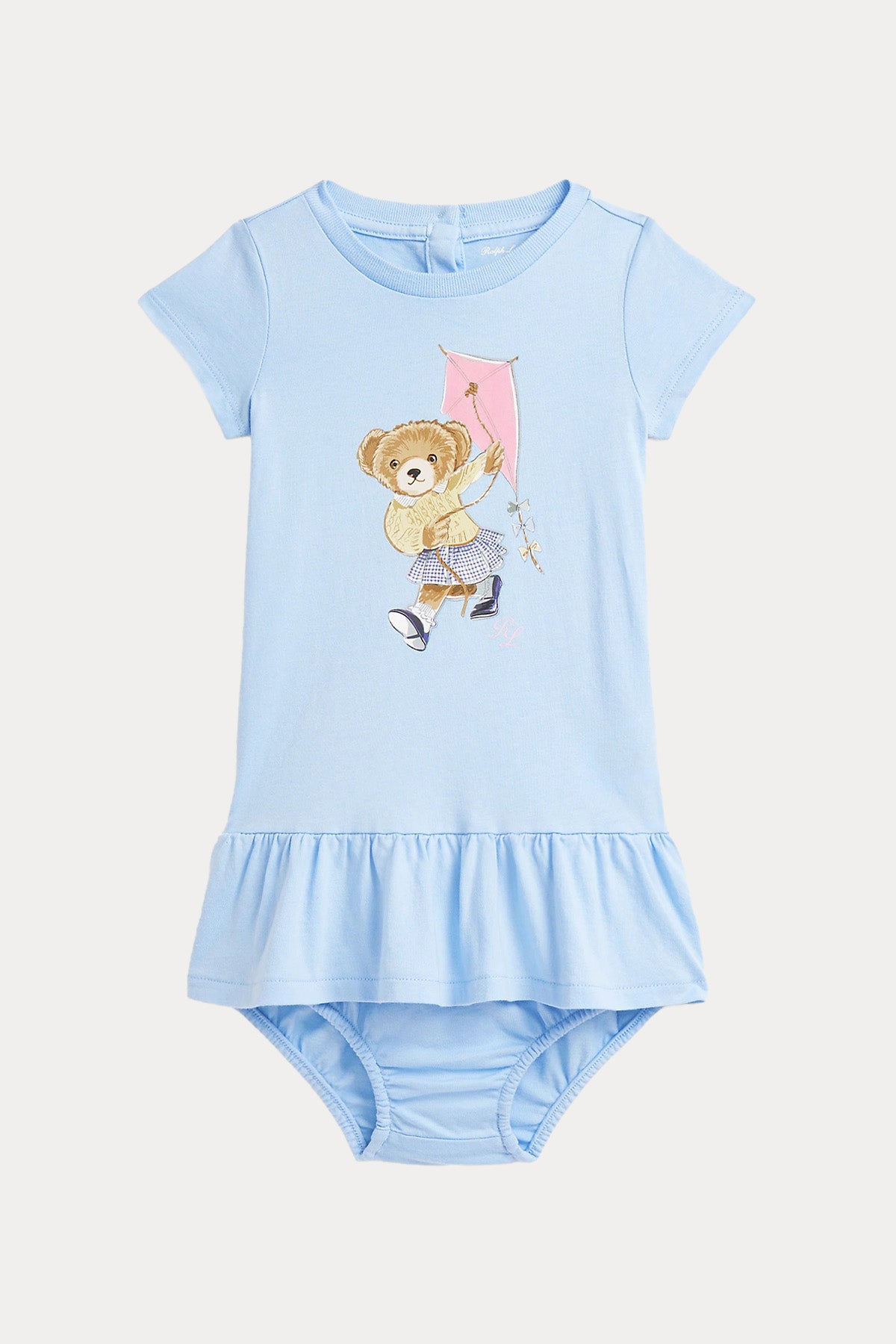 Polo Ralph Lauren Kids 9-12 Aylık Kız Bebek Şortlu Polo Bear Elbise