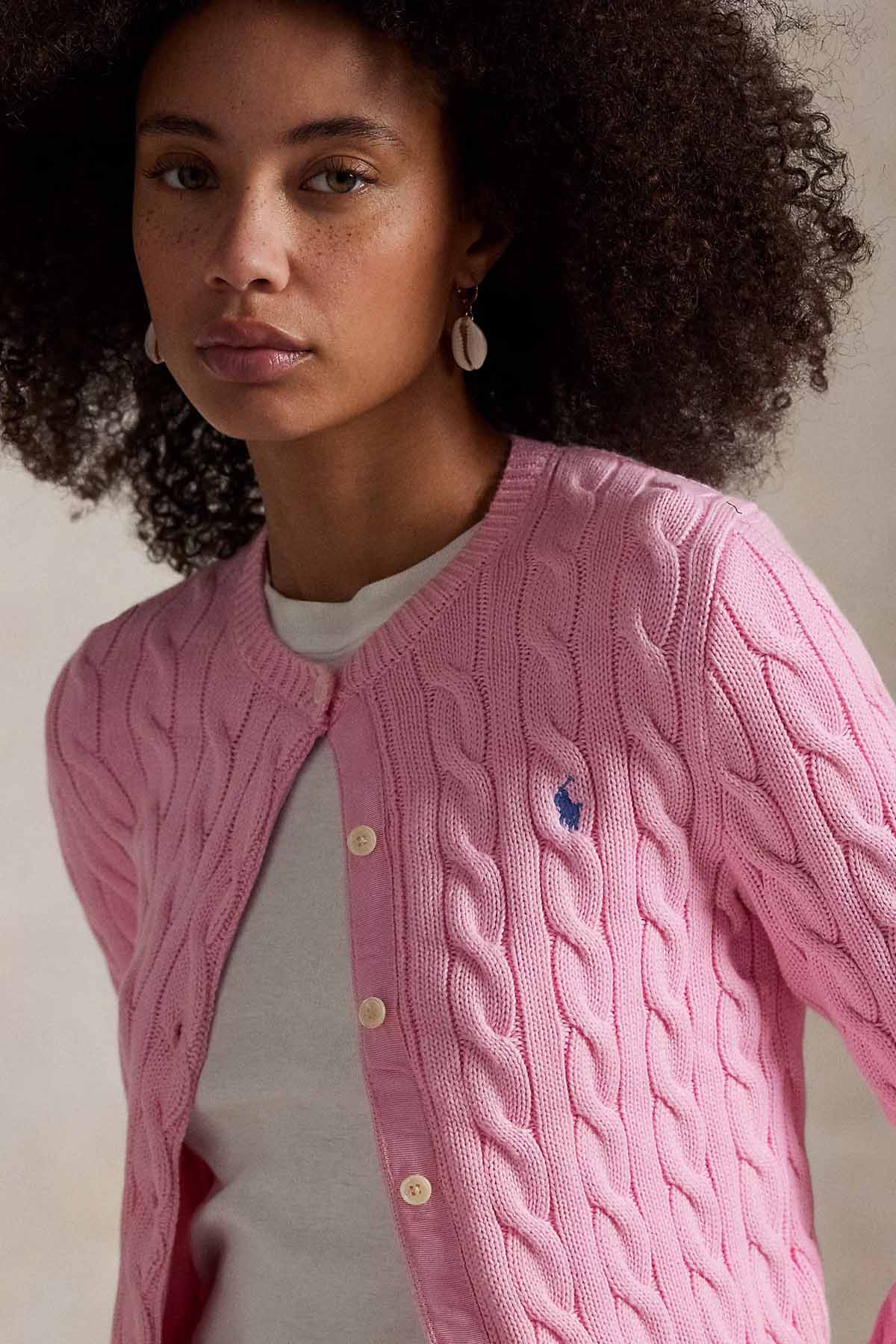 Polo Ralph Lauren Yuvarlak Yaka Saç Örgü Triko Ceket