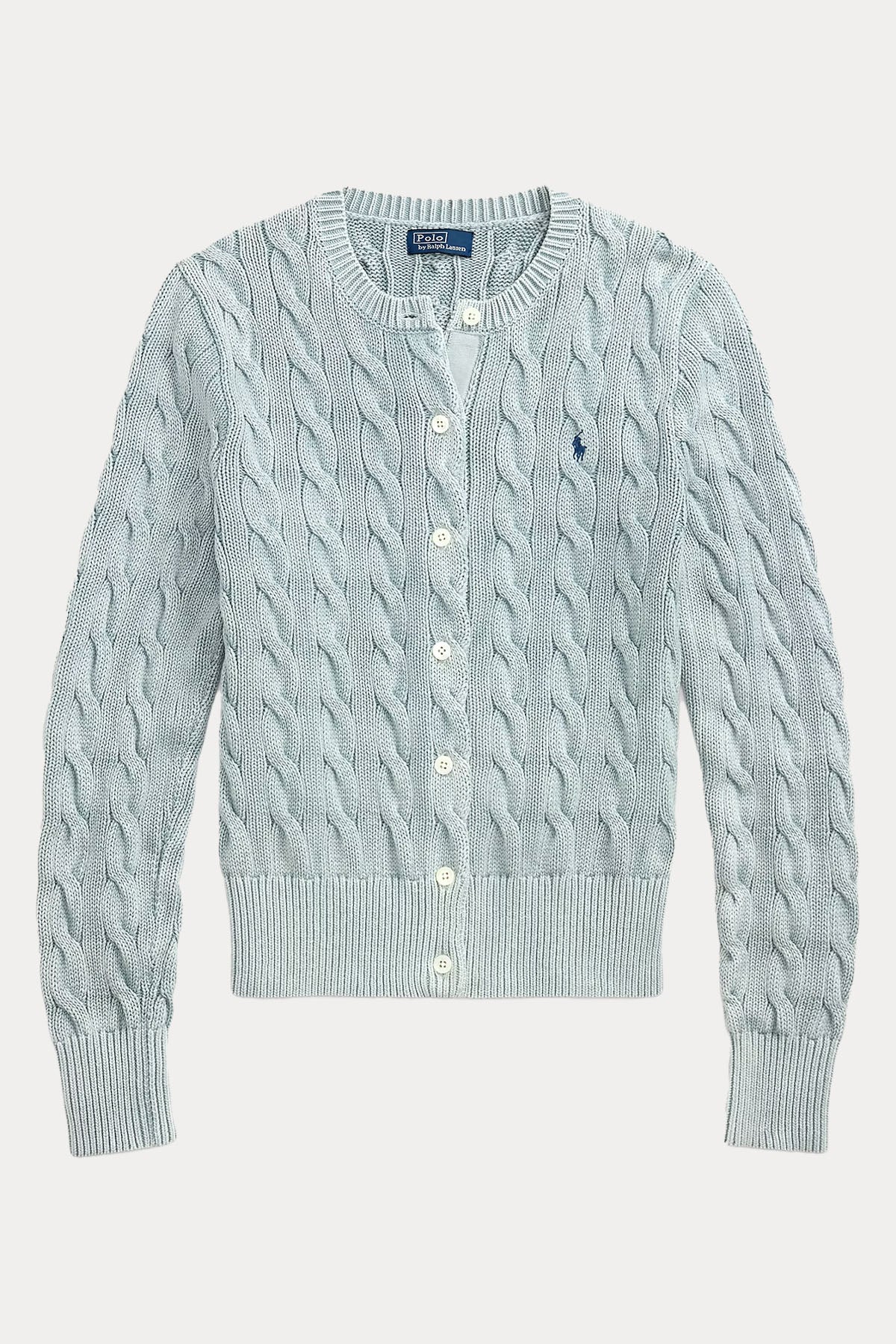 Polo Ralph Lauren Yuvarlak Yaka Saç Örgü Triko Ceket