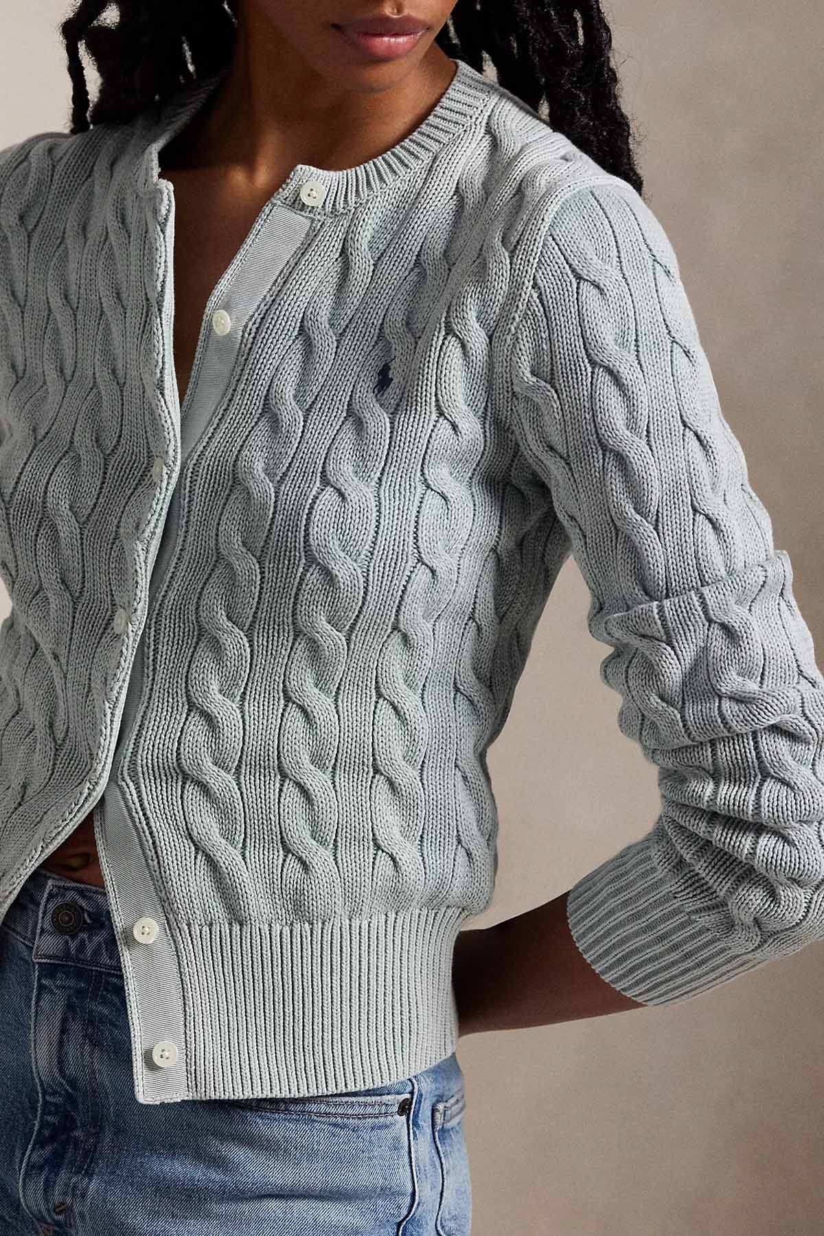 Polo Ralph Lauren Yuvarlak Yaka Saç Örgü Triko Ceket-Ceket-Libas