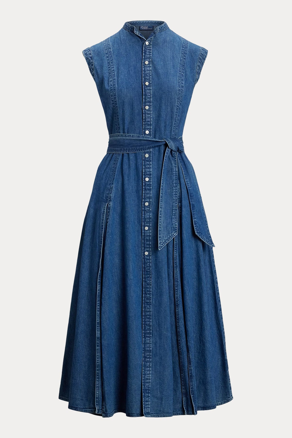 Polo Ralph Lauren Hakim Yaka Kemerli Midi Denim Gömlek Elbise