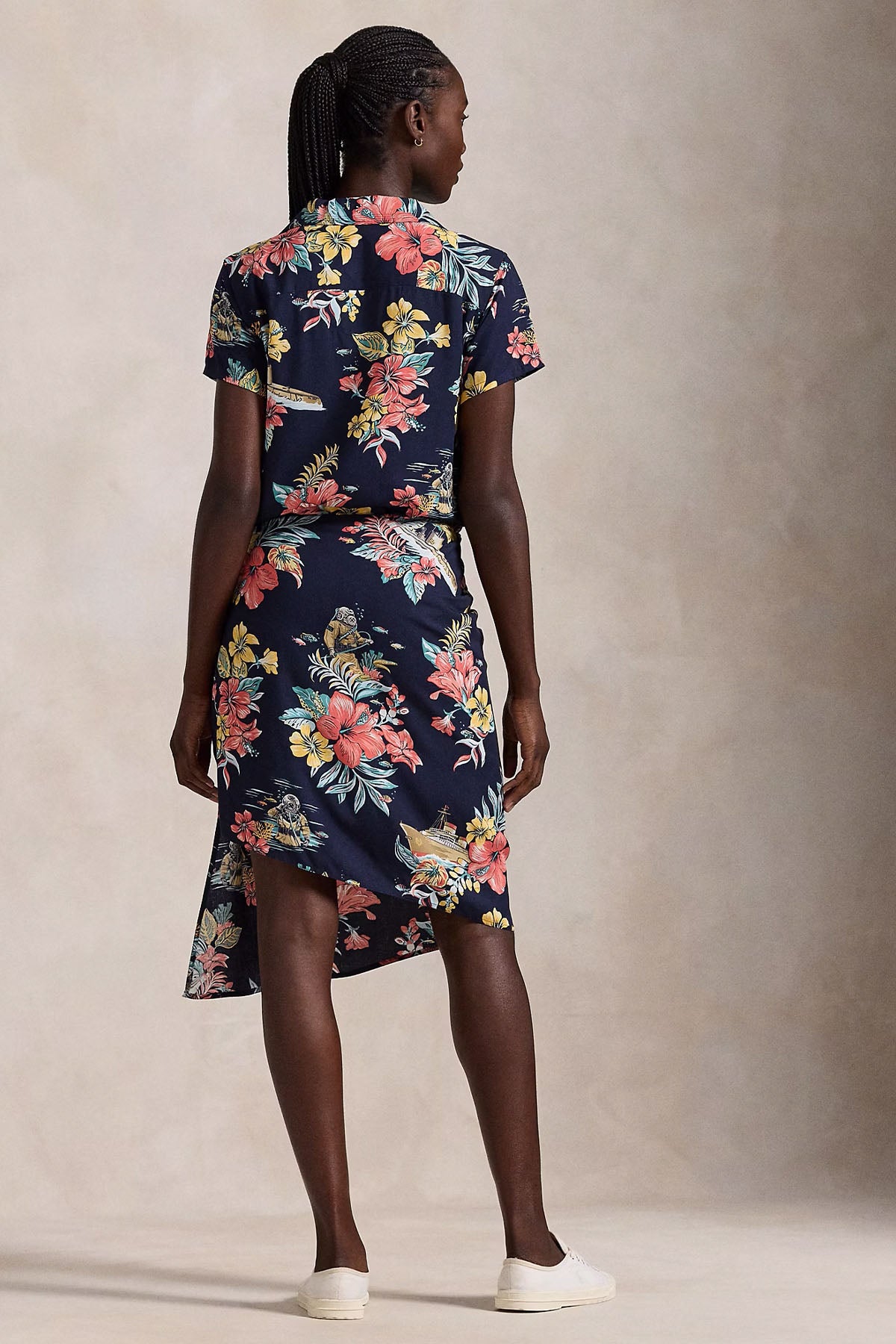 Polo Ralph Lauren Kruvaze Kuşaklı Asimetrik Midi Elbise