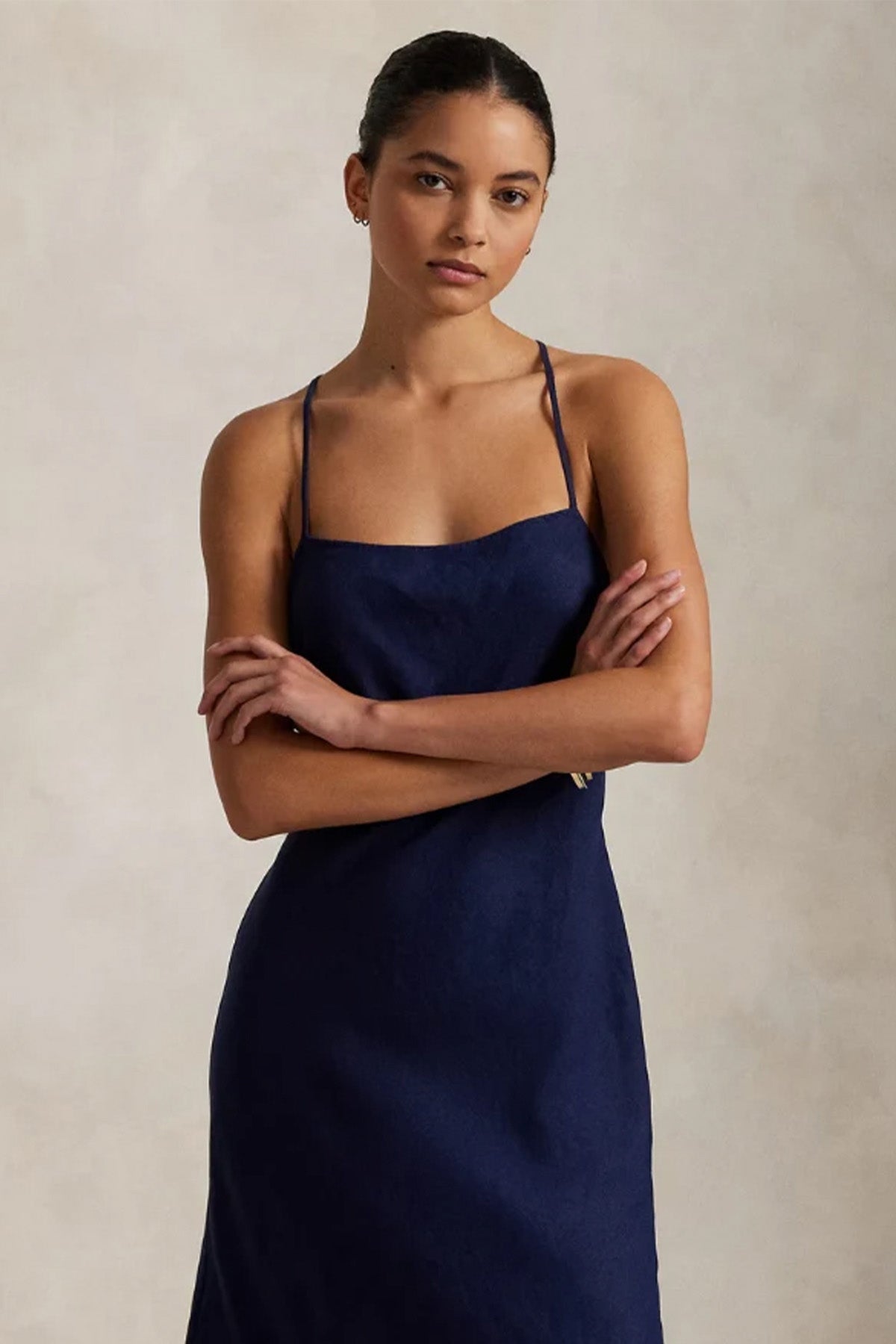 Polo Ralph Lauren Askılı Sırt Dekolteli Maxi Keten Elbise