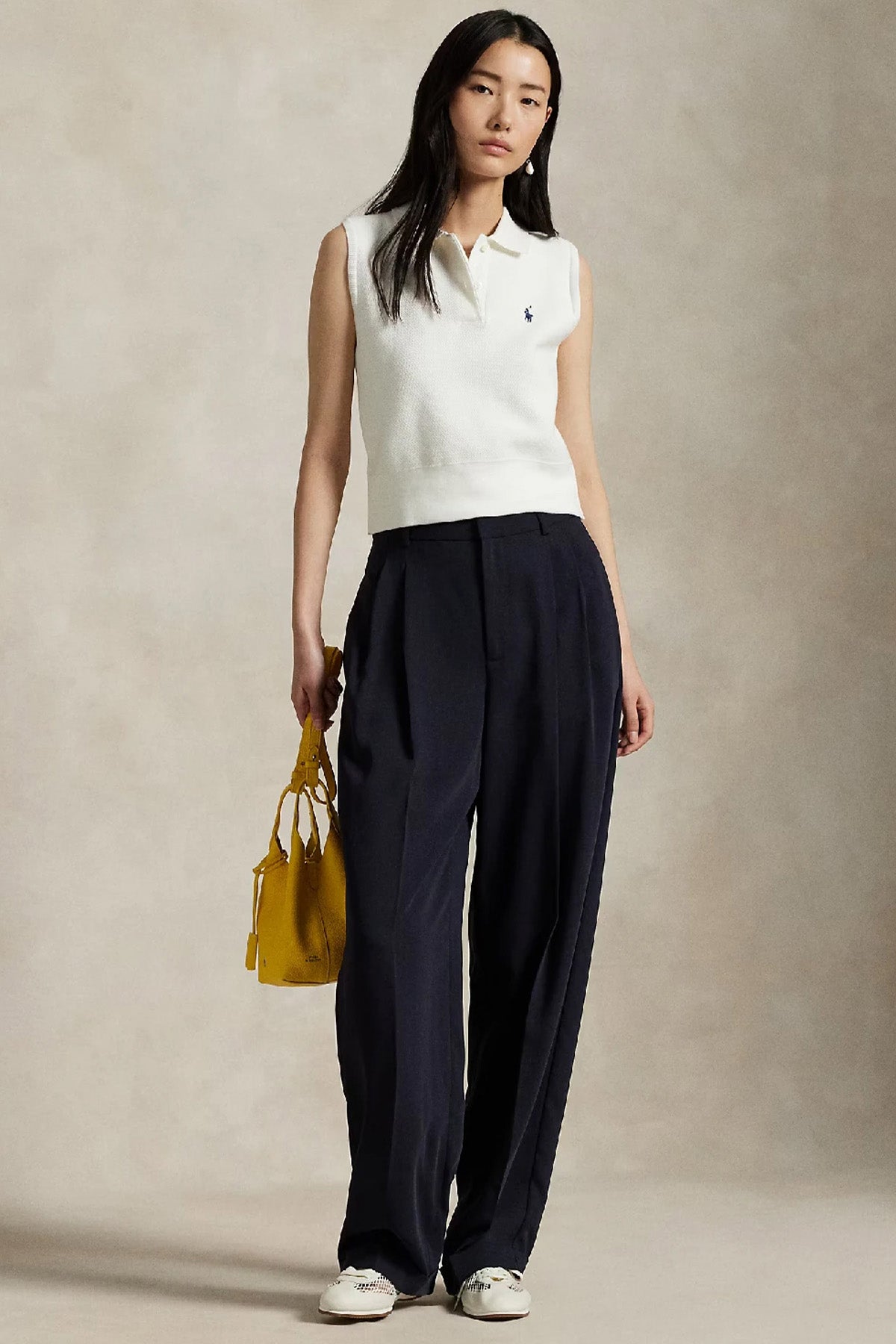 Polo Ralph Lauren Polo Yaka İnce Örgü Crop Triko