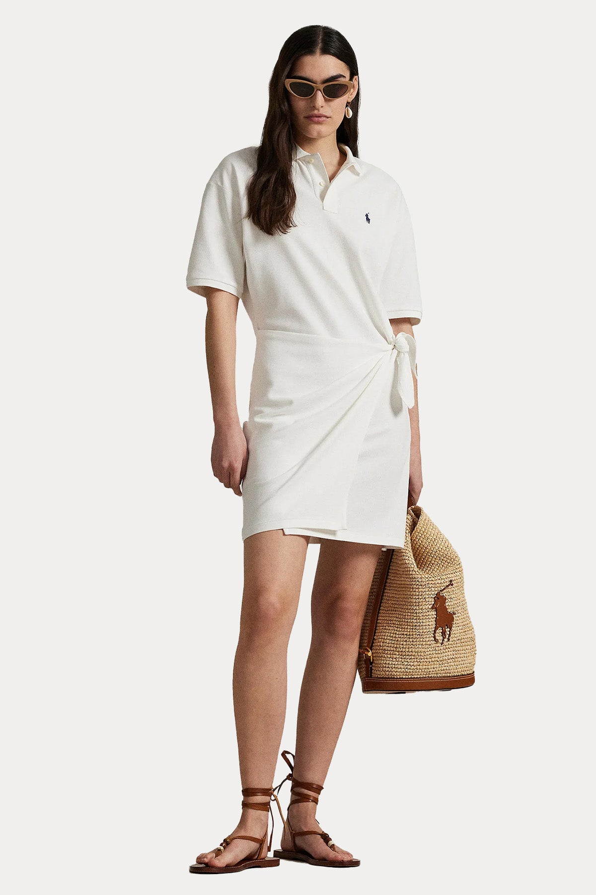 Polo Ralph Lauren Kruvaze Bağlamalı Polo Yaka Mini T-shirt Elbise