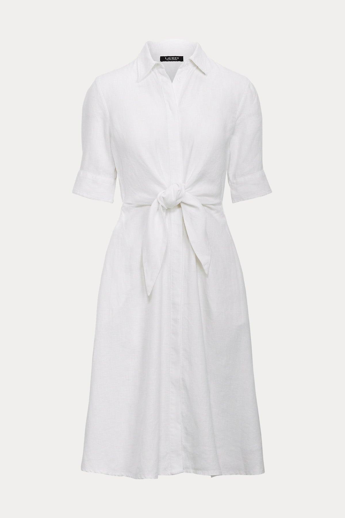 Polo Ralph Lauren Belden Bağlamalı Keten Midi Gömlek Elbise