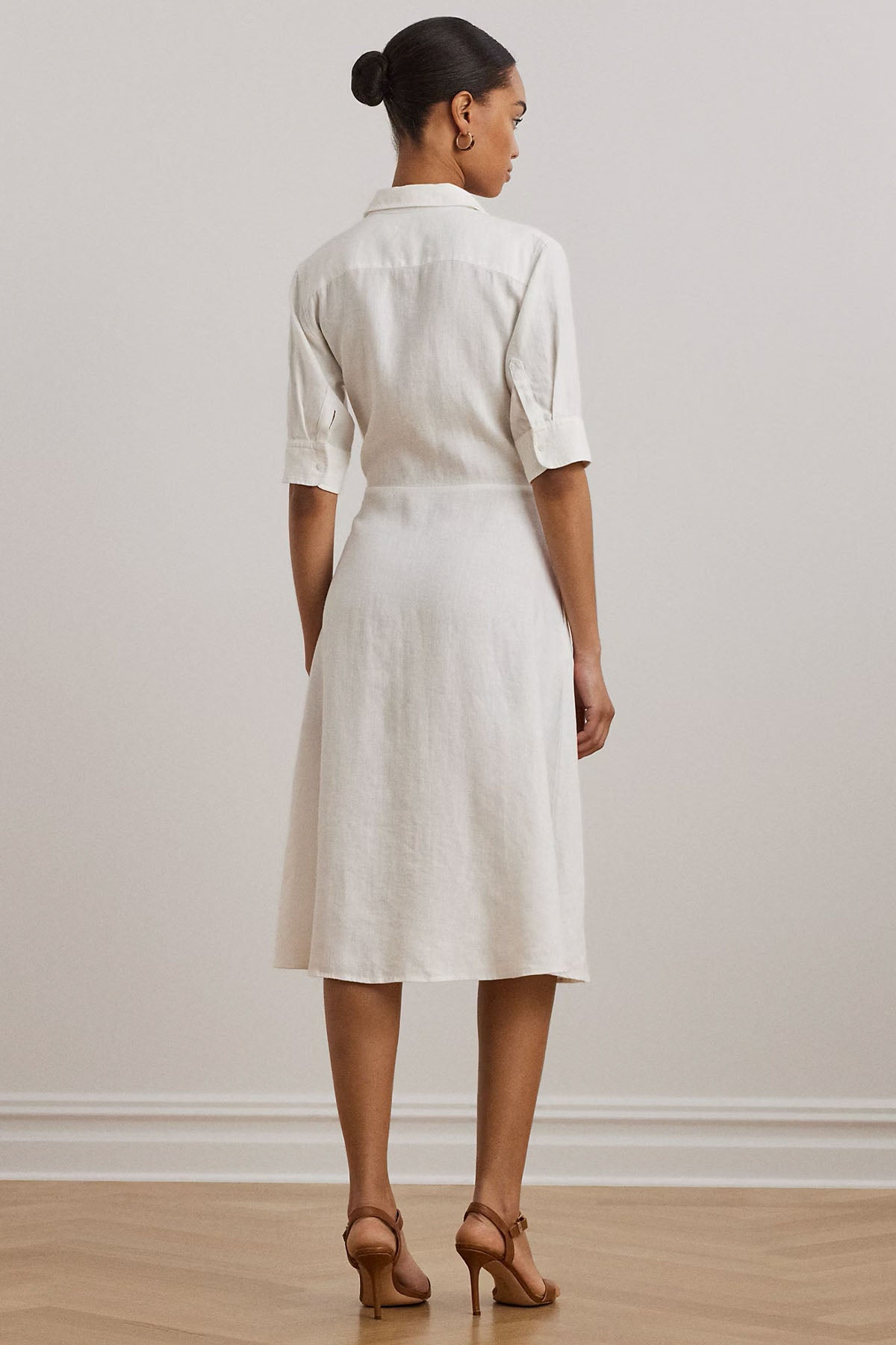 Polo Ralph Lauren Belden Bağlamalı Keten Midi Gömlek Elbise