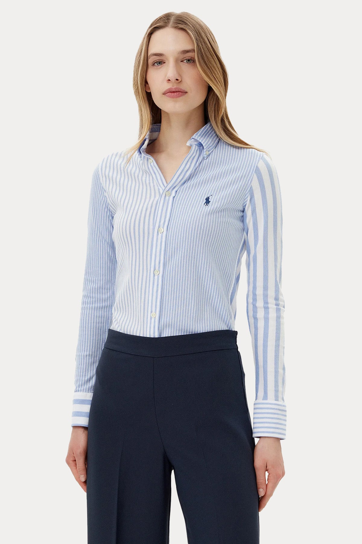 Polo Ralph Lauren Slim Fit Knit Oxford Çizgili Gömlek