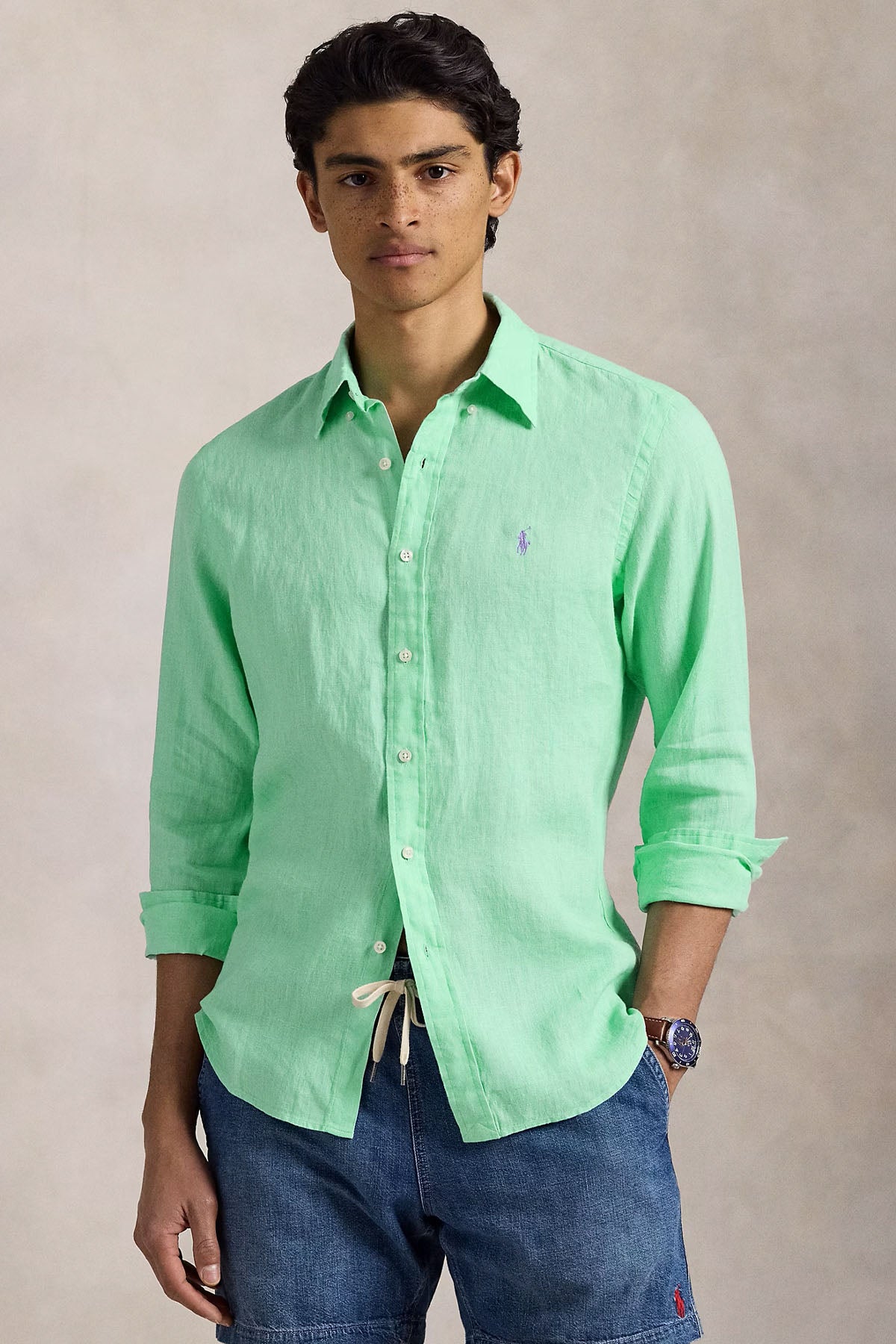 Polo Ralph Lauren Custom Fit Keten Gömlek-Gömlek-Libas