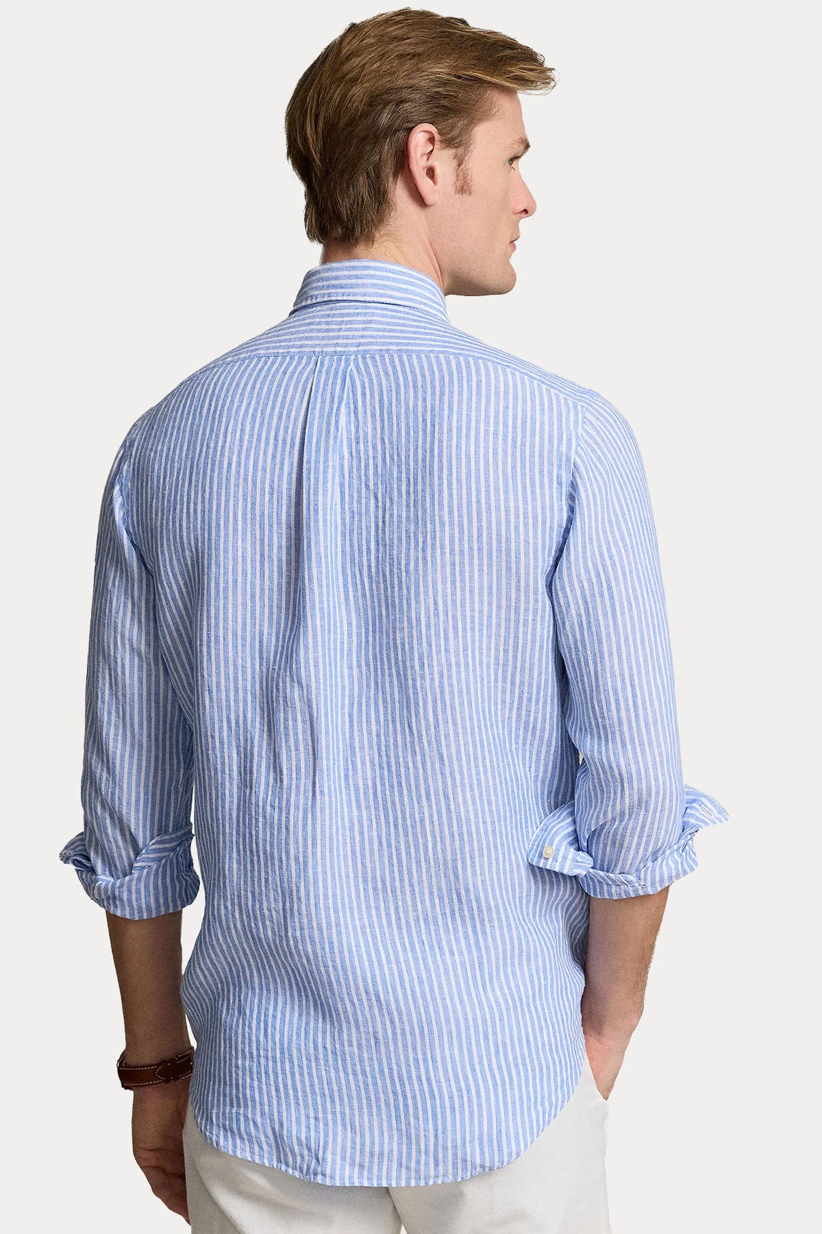 Polo Ralph Lauren Custom Fit Çizgili Keten Gömlek