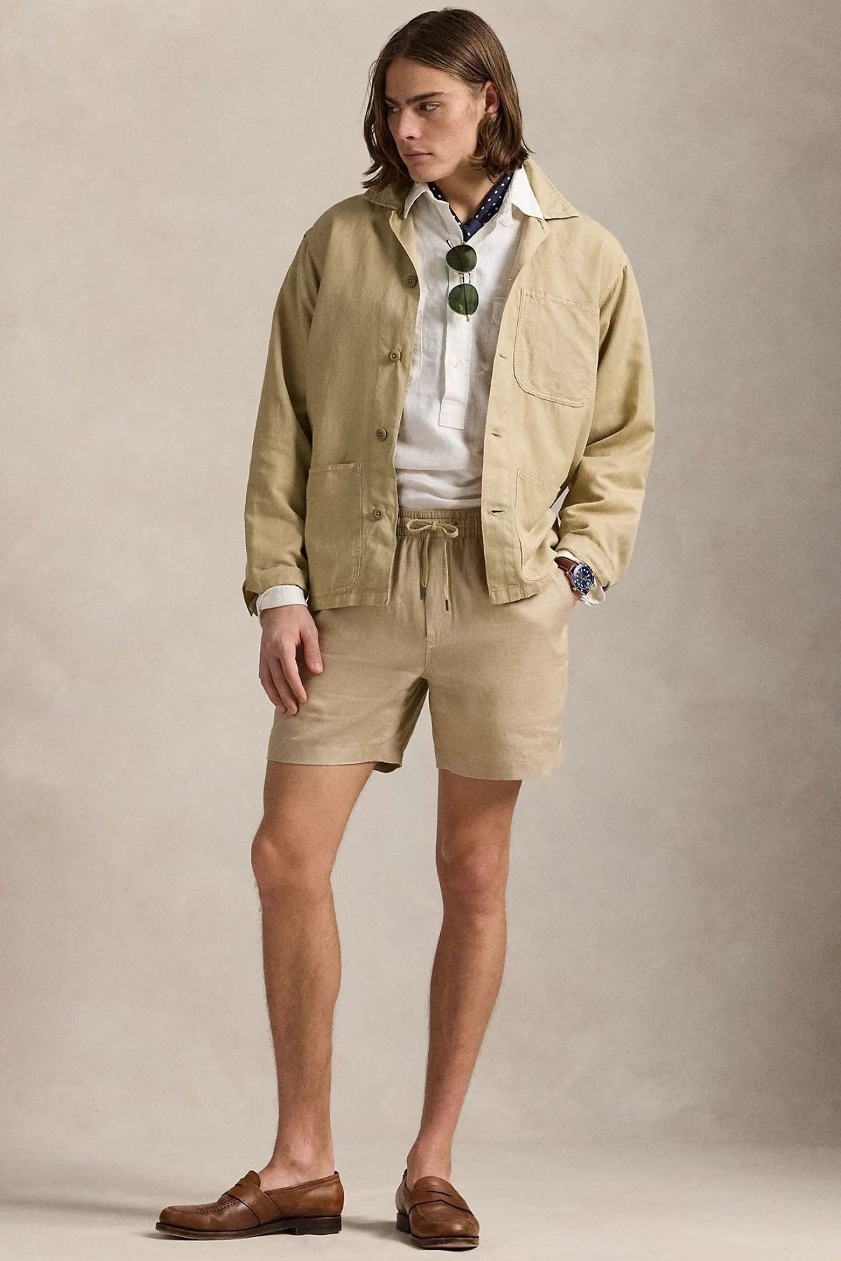 Polo Ralph Lauren Beli Lastikli Classic Fit Keten Şort-Şort-Libas