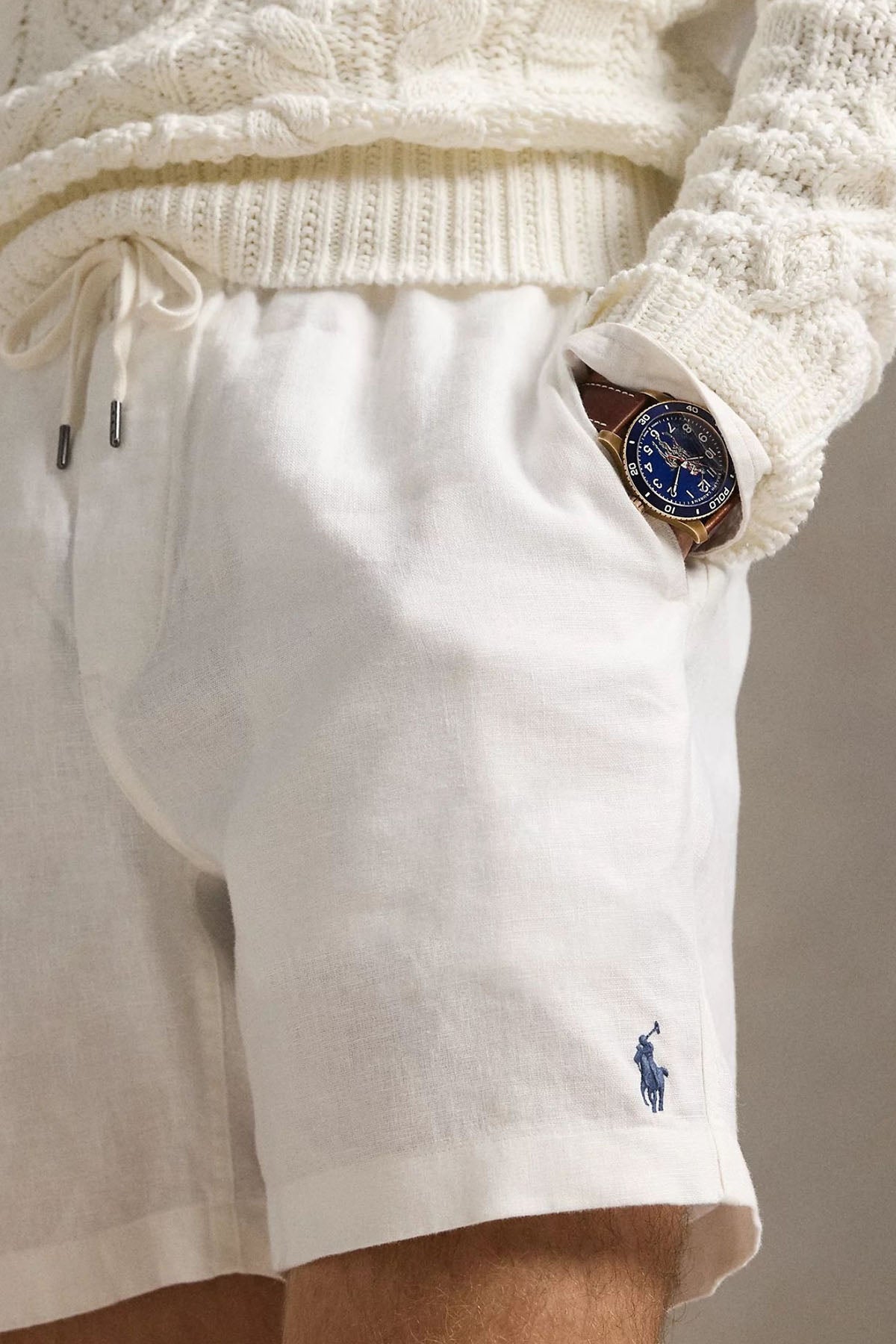 Polo Ralph Lauren Beli Lastikli Classic Fit Keten Şort-Şort-Libas
