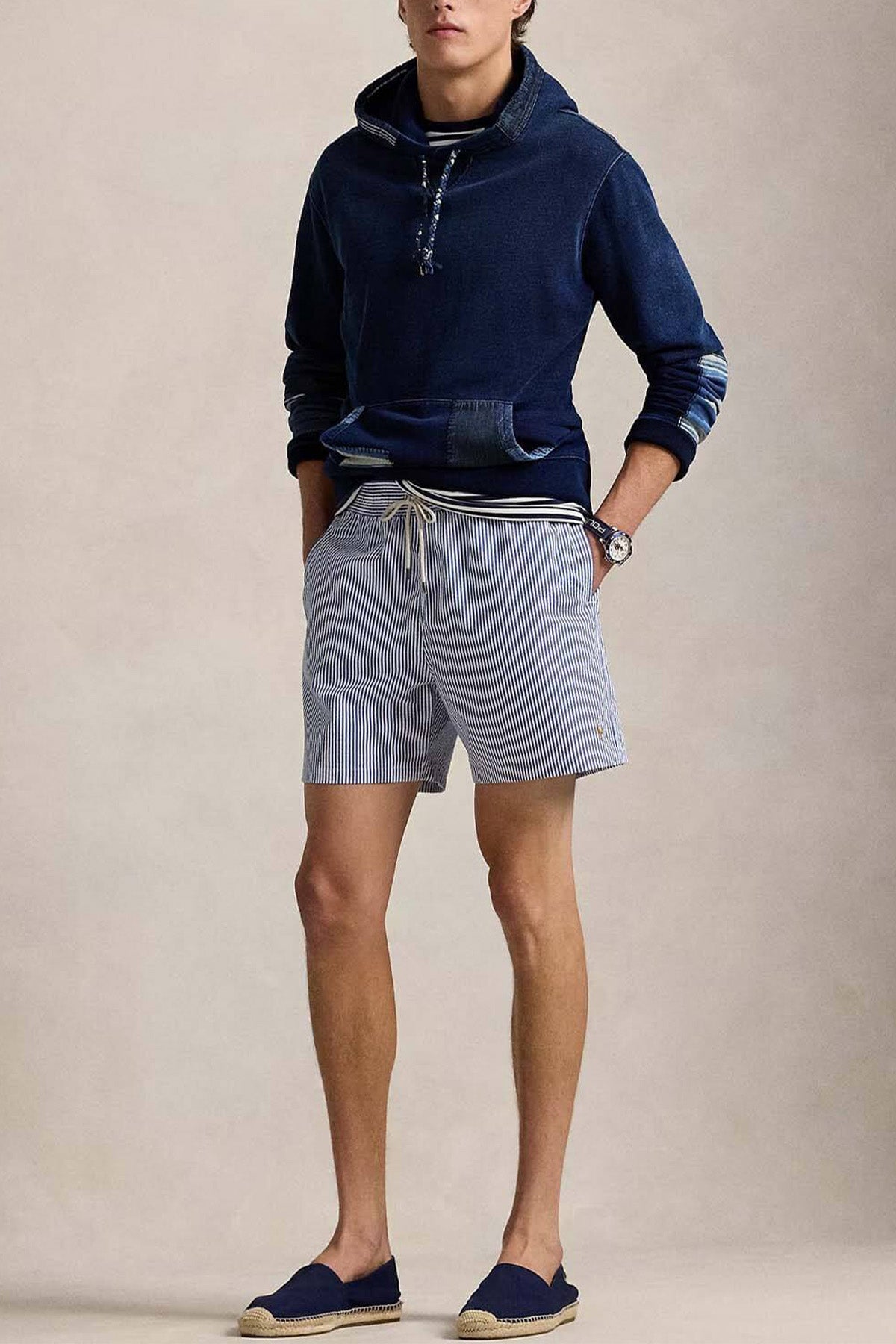 Polo Ralph Lauren Relaxed Fit Beli Lastikli Çizgili Streç Şort Mayo