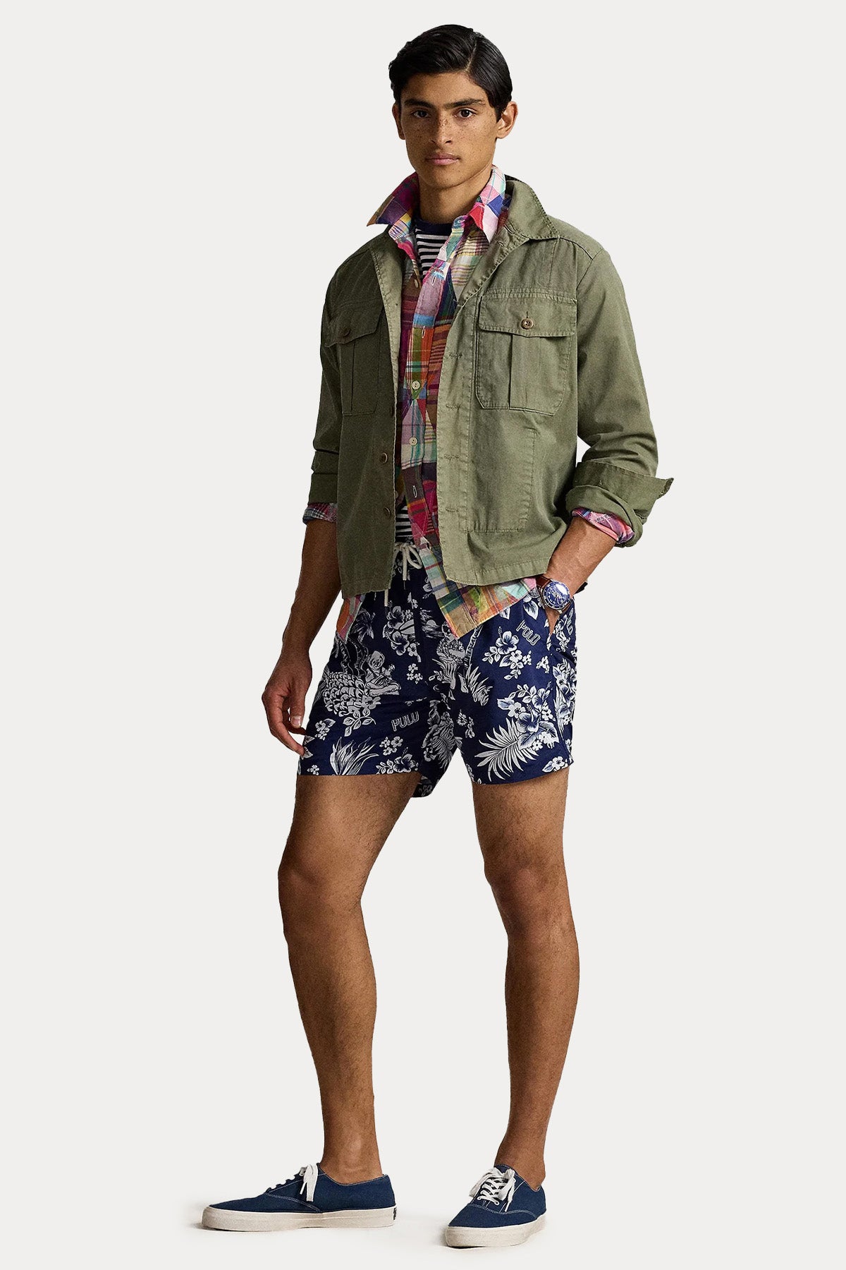 Polo Ralph Lauren Relaxed Fit Beli Lastikli Desenli Şort Mayo