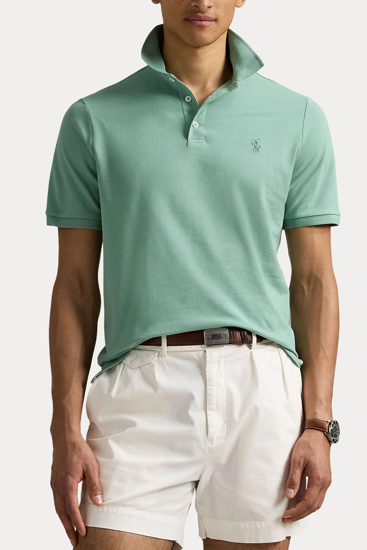 Polo Ralph Lauren Custom Slim Fit Stretch Mesh Polo Yaka T-shirt