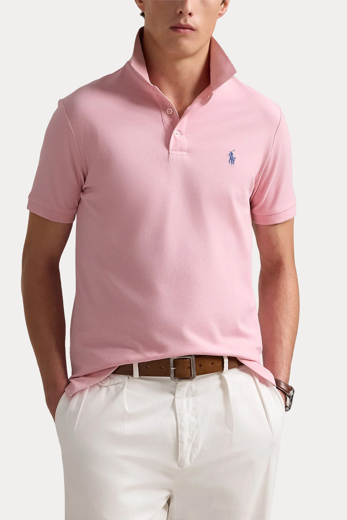 Polo Ralph Lauren Custom Slim Fit Stretch Mesh Polo Yaka T-shirt