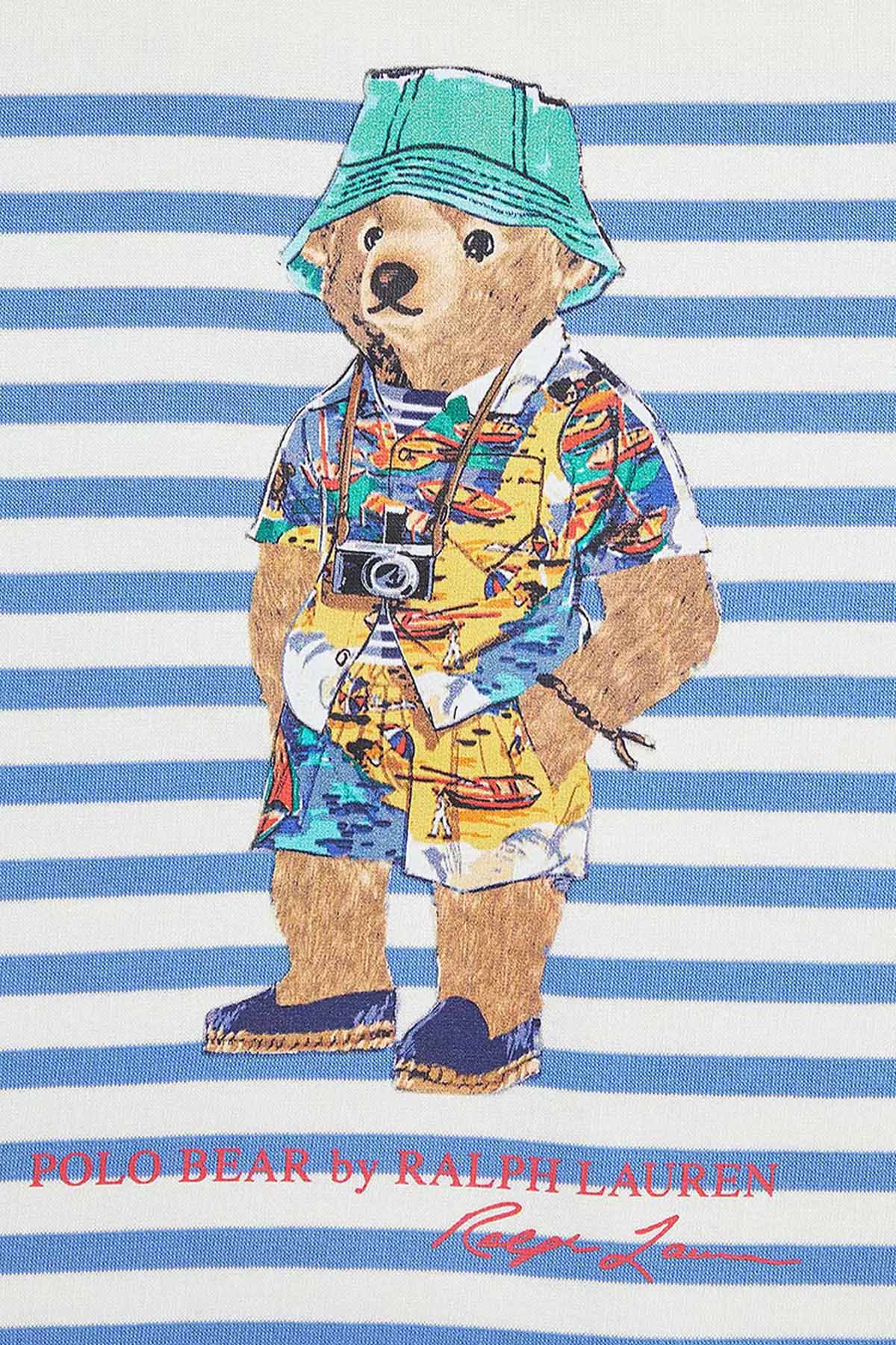 Polo Ralph Lauren Kids S-M Beden Unisex Çocuk Polo Bear Çizgili Sweatshirt