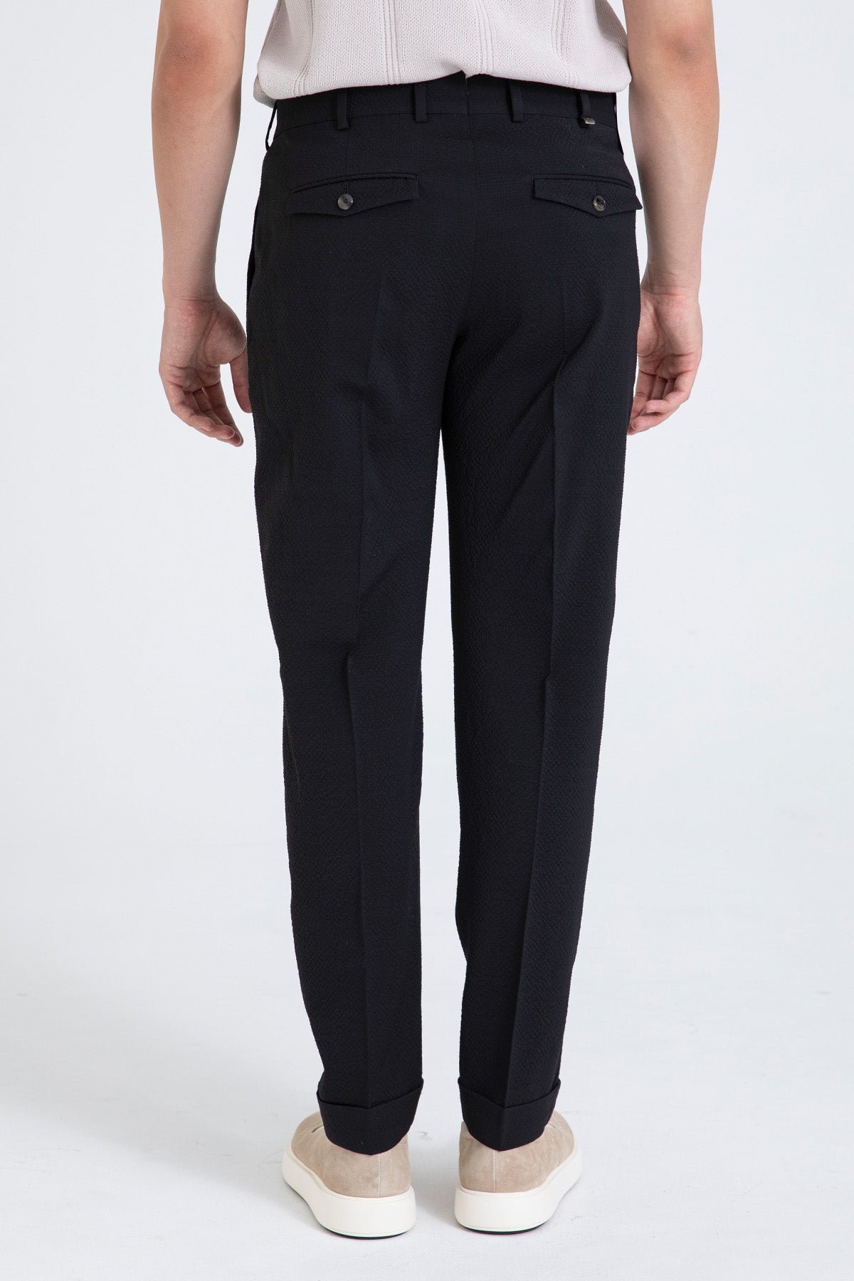 Pantaloni Torino The Rebel Tek Pileli Streç Gofre Kumaş Duble Paça Pantolon