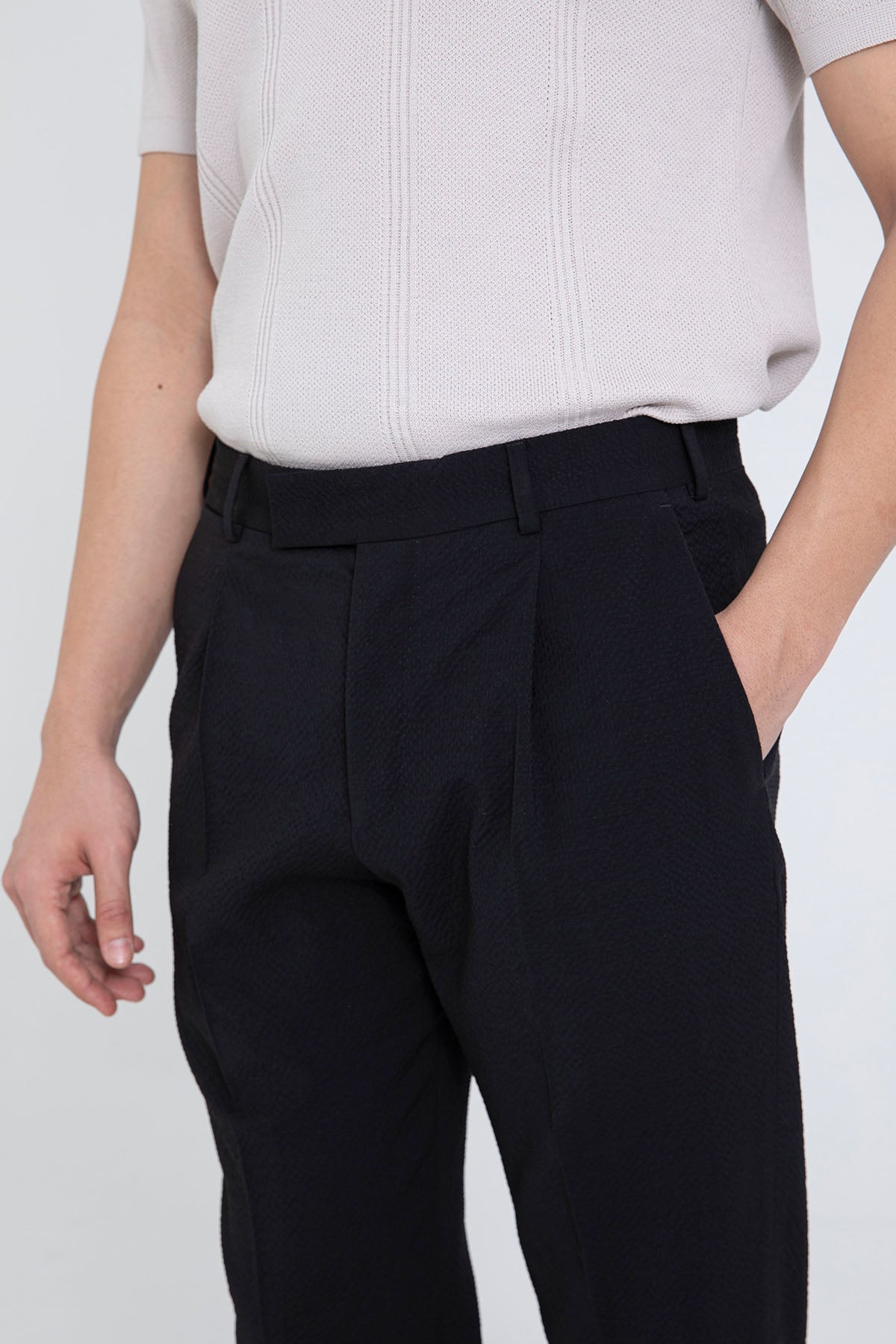 Pantaloni Torino The Rebel Tek Pileli Streç Gofre Kumaş Duble Paça Pantolon