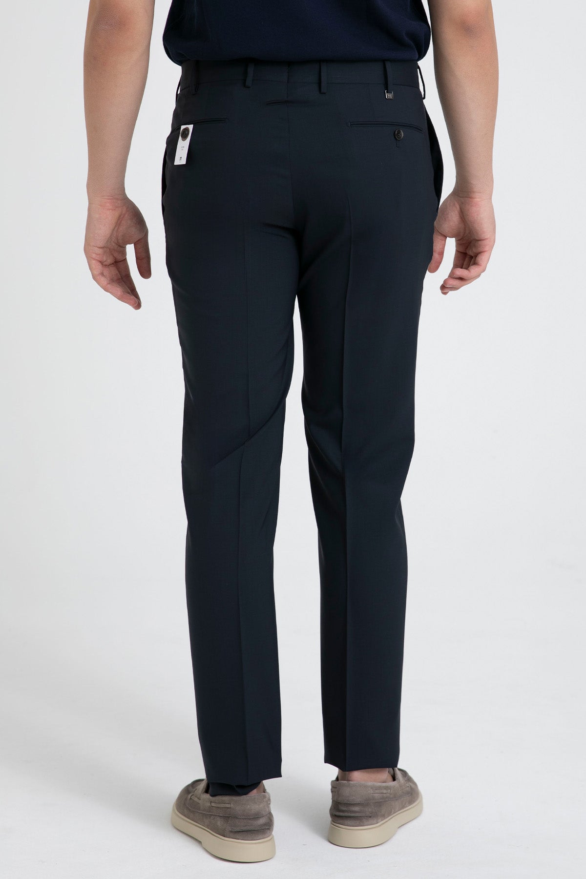 Pantaloni Torino Slim Fit Yandan Cepli İnce Dokulu Yün Pantolon