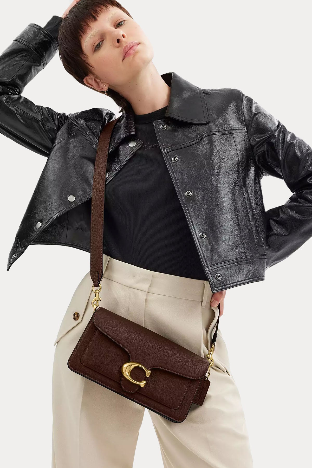 Coach Logolu Deri Omuz Çantası