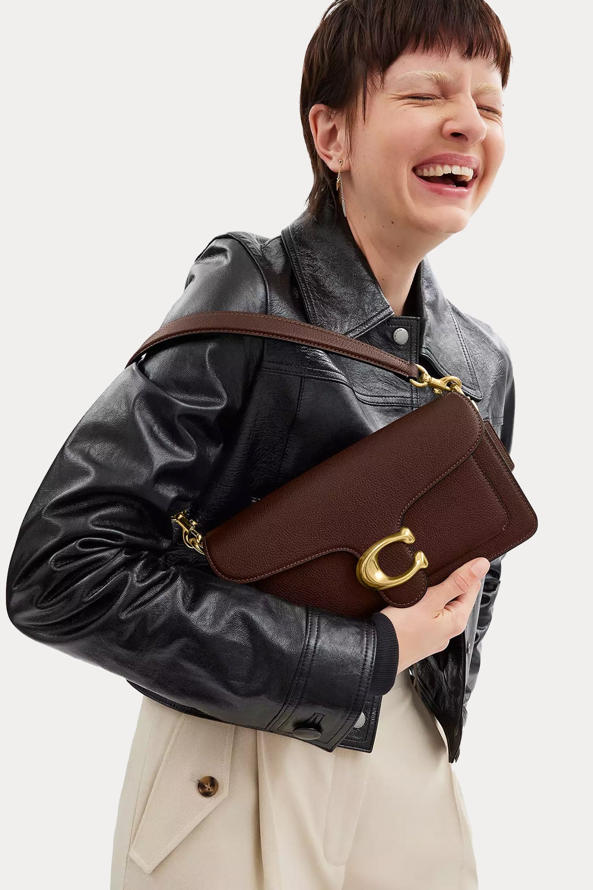 Coach Logolu Deri Omuz Çantası