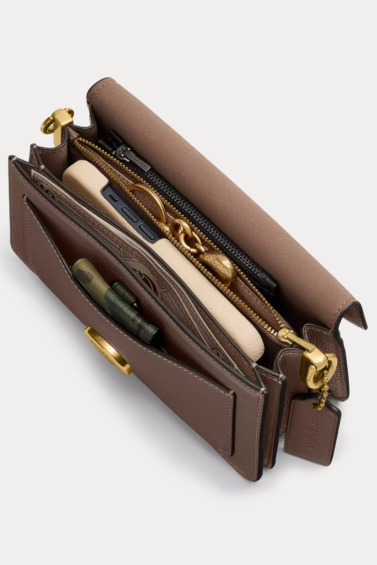 Coach Logolu Deri Omuz Çantası