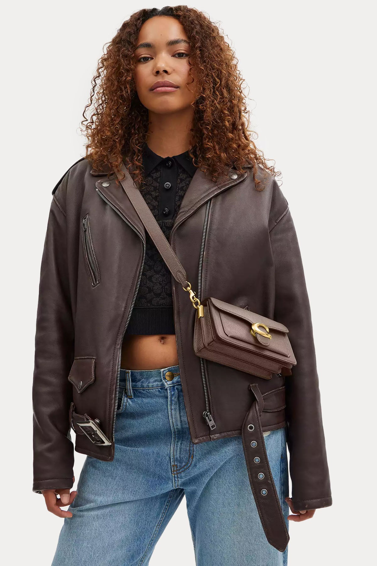 Coach Logolu Deri Omuz Çantası