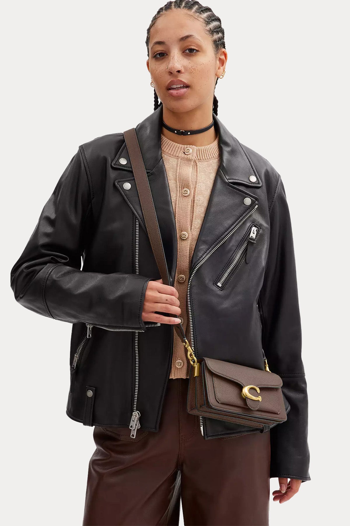 Coach Logolu Deri Omuz Çantası