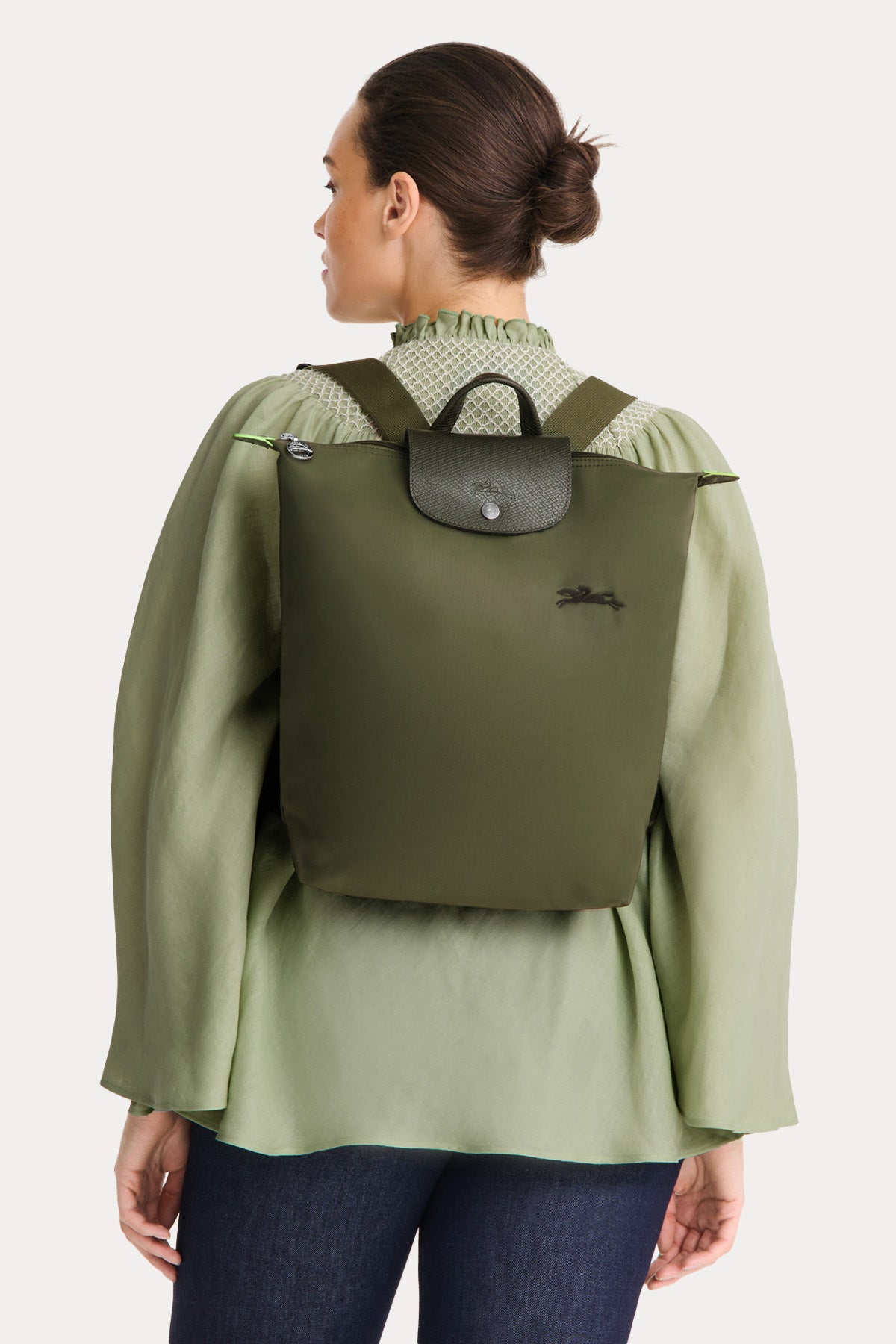 Longchamp Deri Detaylı Logolu Sırt Çantası