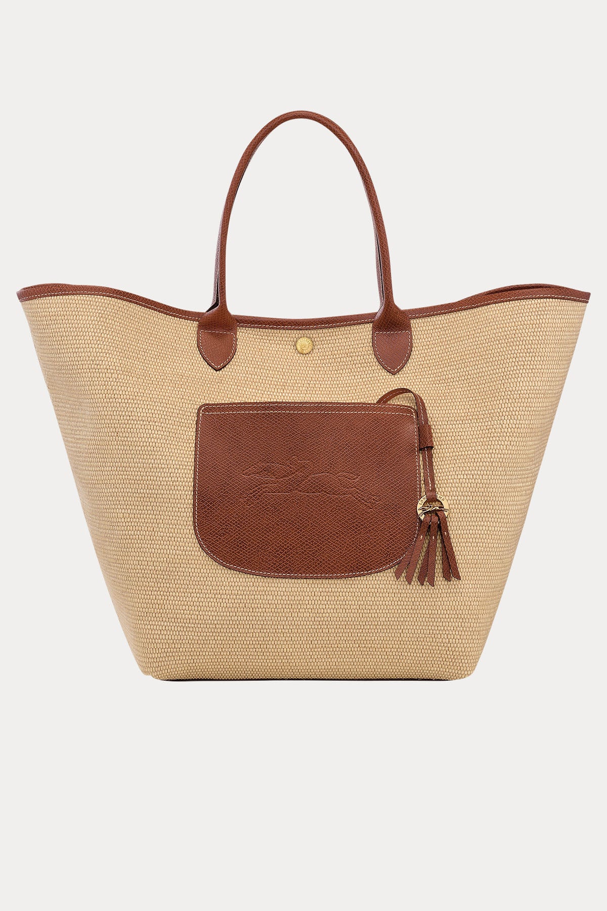 Longchamp Deri Detaylı Hasır Örgü Shopping Bag Çanta