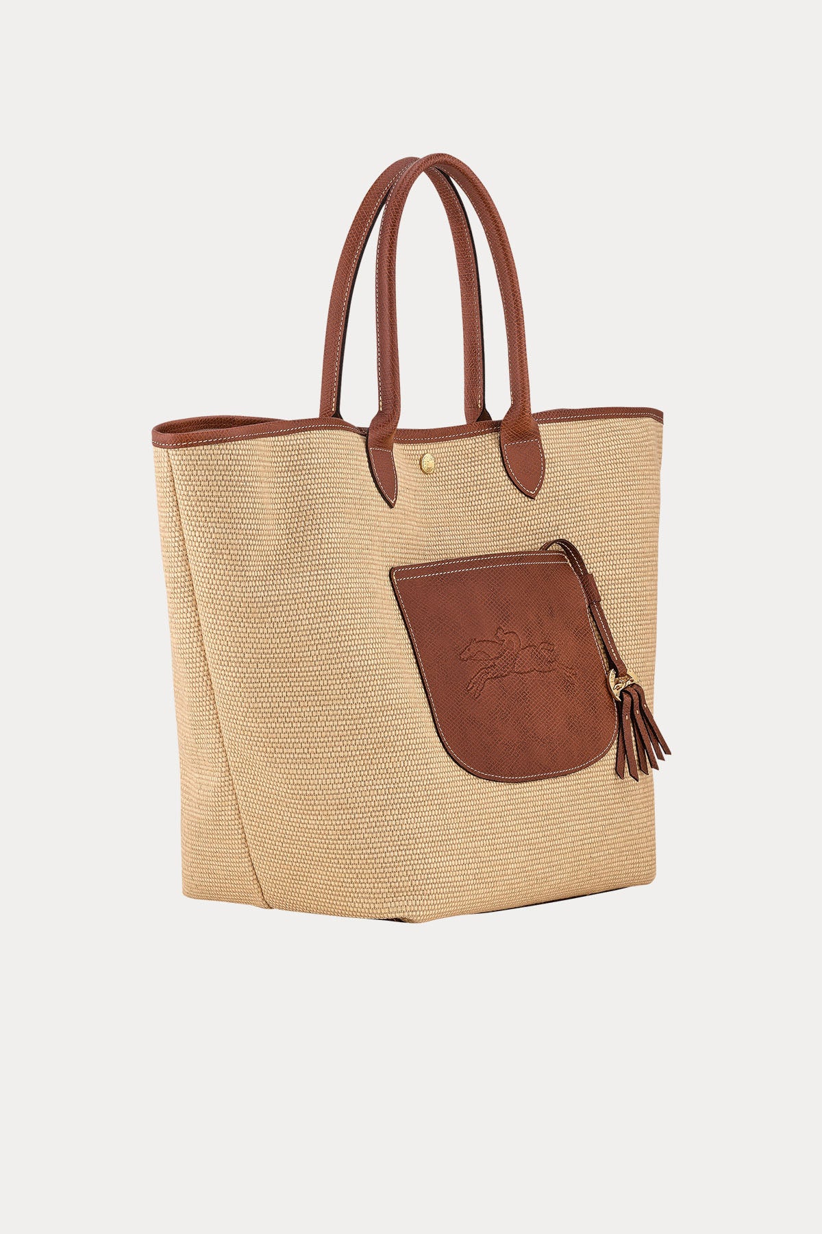 Longchamp Deri Detaylı Hasır Örgü Shopping Bag Çanta